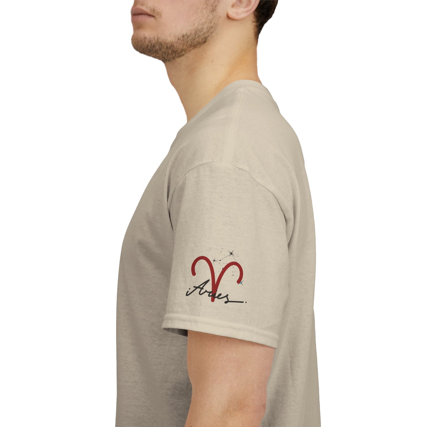 Aries Zodiac T‑Shirt – Red Aries Symbol with Constellation & Script