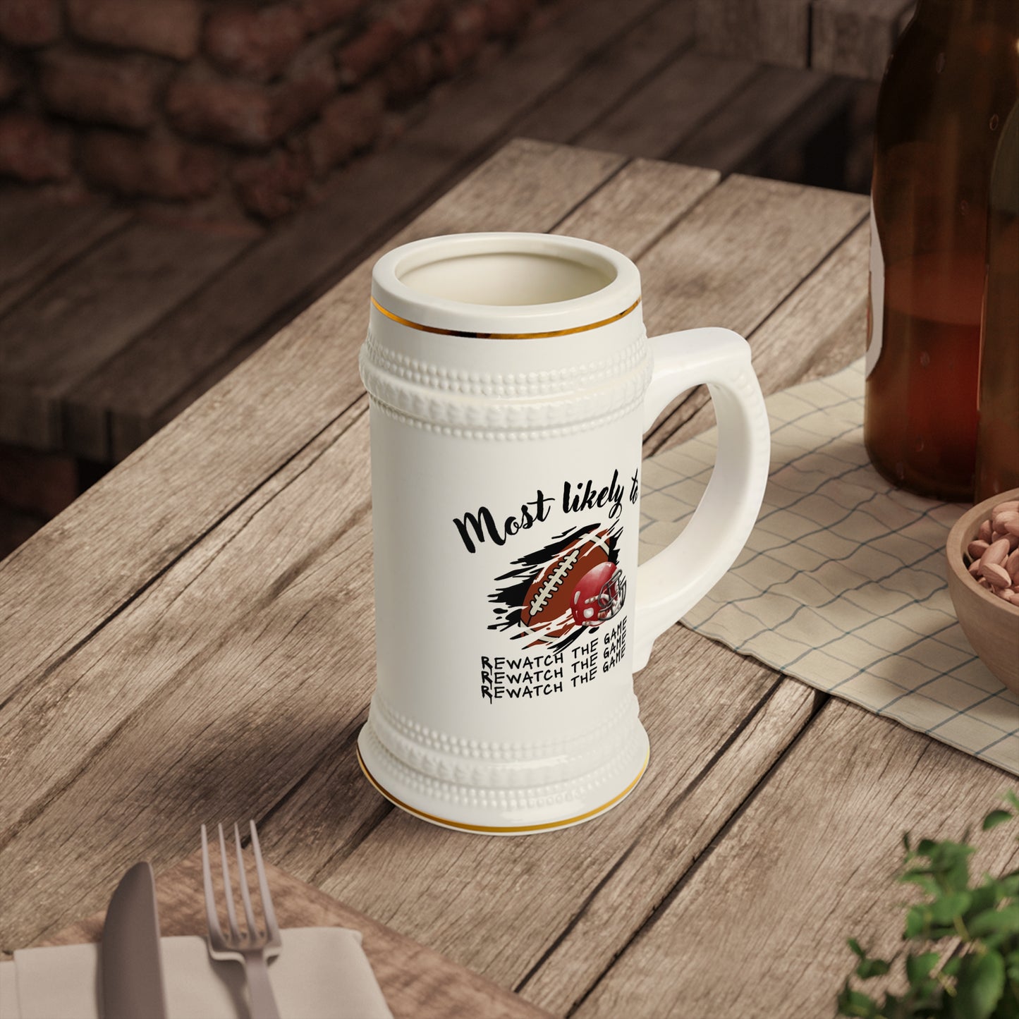Football Fan Beer Stein Mug - Perfect for Game Day Celebrations, Sports Stein