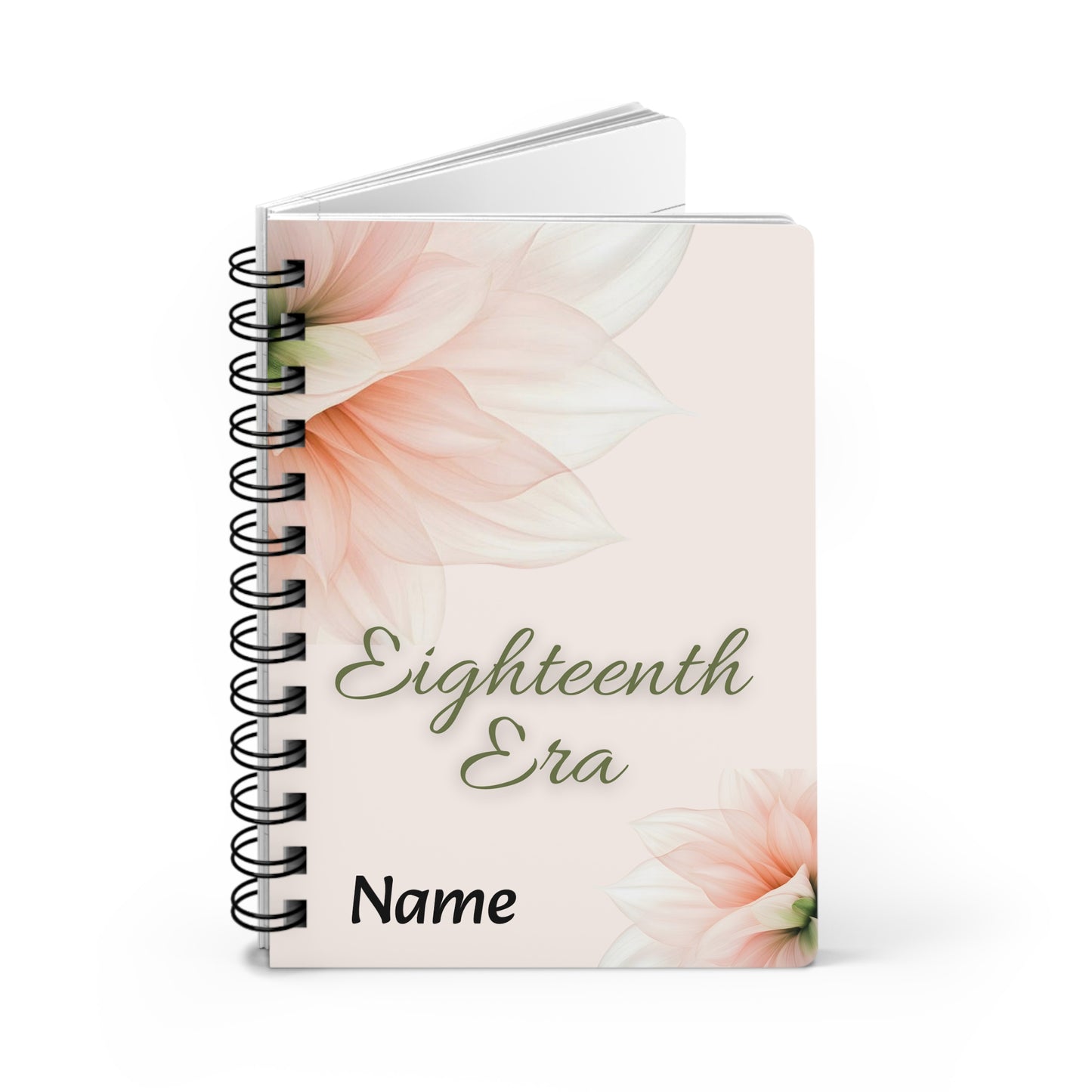 Personalized Eighteenth Chapter - Eighteenth Chapter - Eighteenth Birthday - Personalized Floral Spiral Bound Journal - Eighteenth Era
