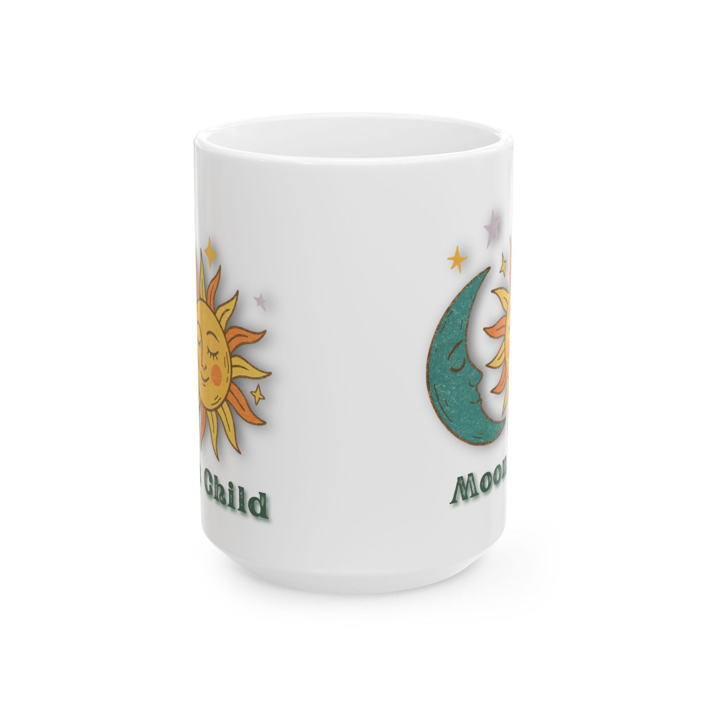 Personalized Moon Child Mug, Sun and Moon Ceramic Mug — Celestial Vintage Astrology Coffee Cup (11oz & 15oz)