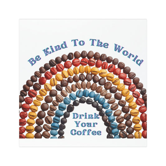 Coffee Lover's Car Magnet - Be Kind to the World Design - Coffee Lover Magnet - Rainbow And Coffee