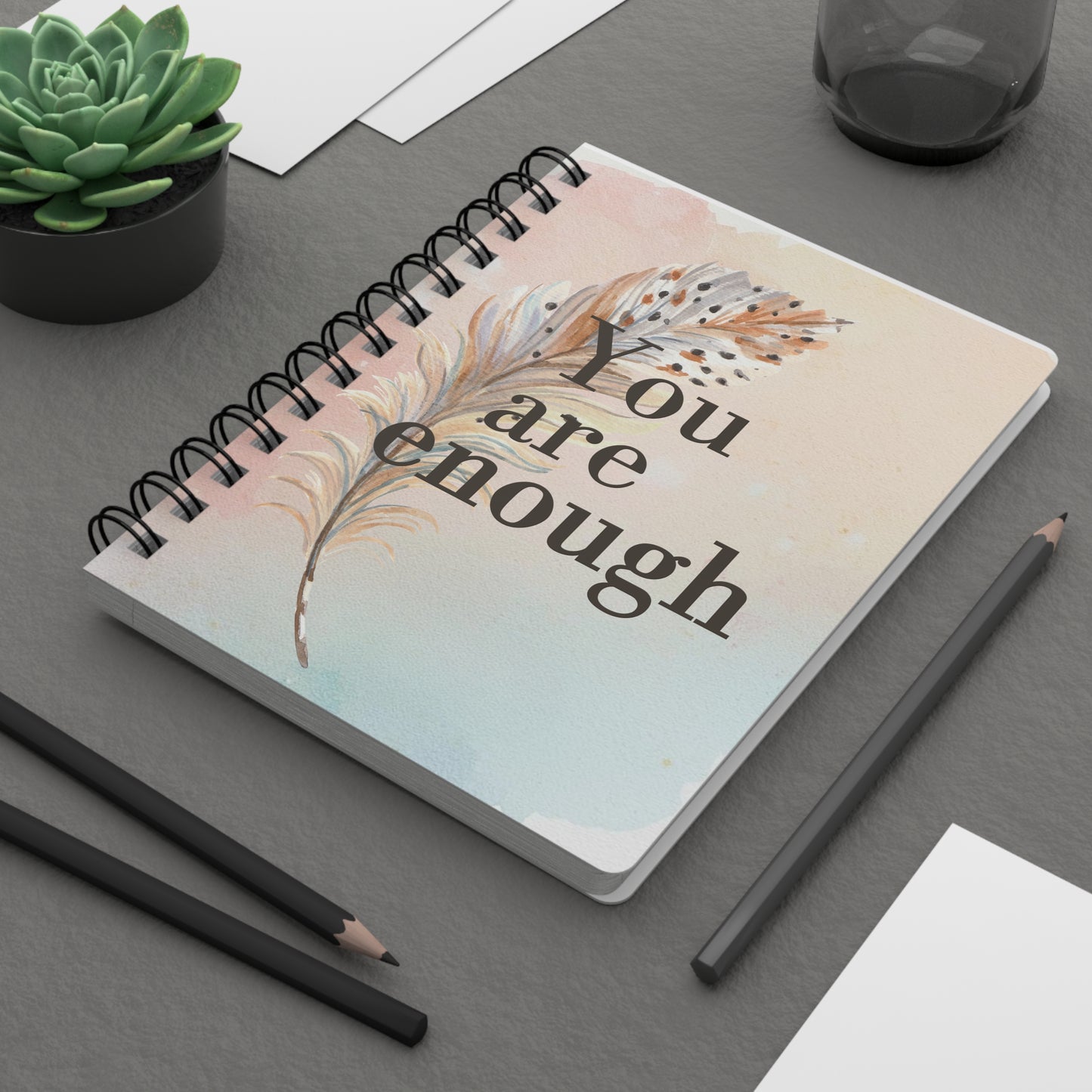 Personalize, You Are Enough Spiral Bound Journal - Inspirational Writing Notebook for Self-Reflection & Growth
