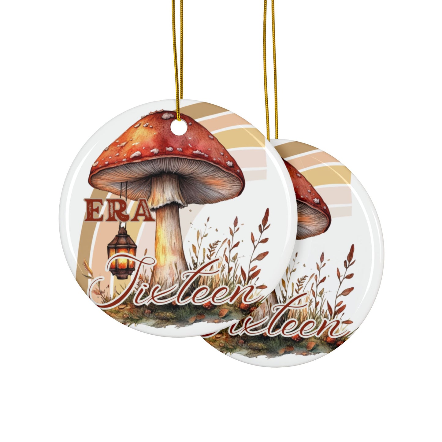 Era 16 Ornament, Chapter 16 Ornament, 16th Birthday, Whimsical Mushroom Ceramic Ornaments, 2-Sided Holiday Decor, Perfect for Christmas, Housewarming, and Nature Lovers