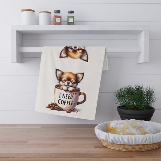 Cute Chihuahua Coffee Tea Towels, Puppy Tea Towel, Coffee Tea Towel