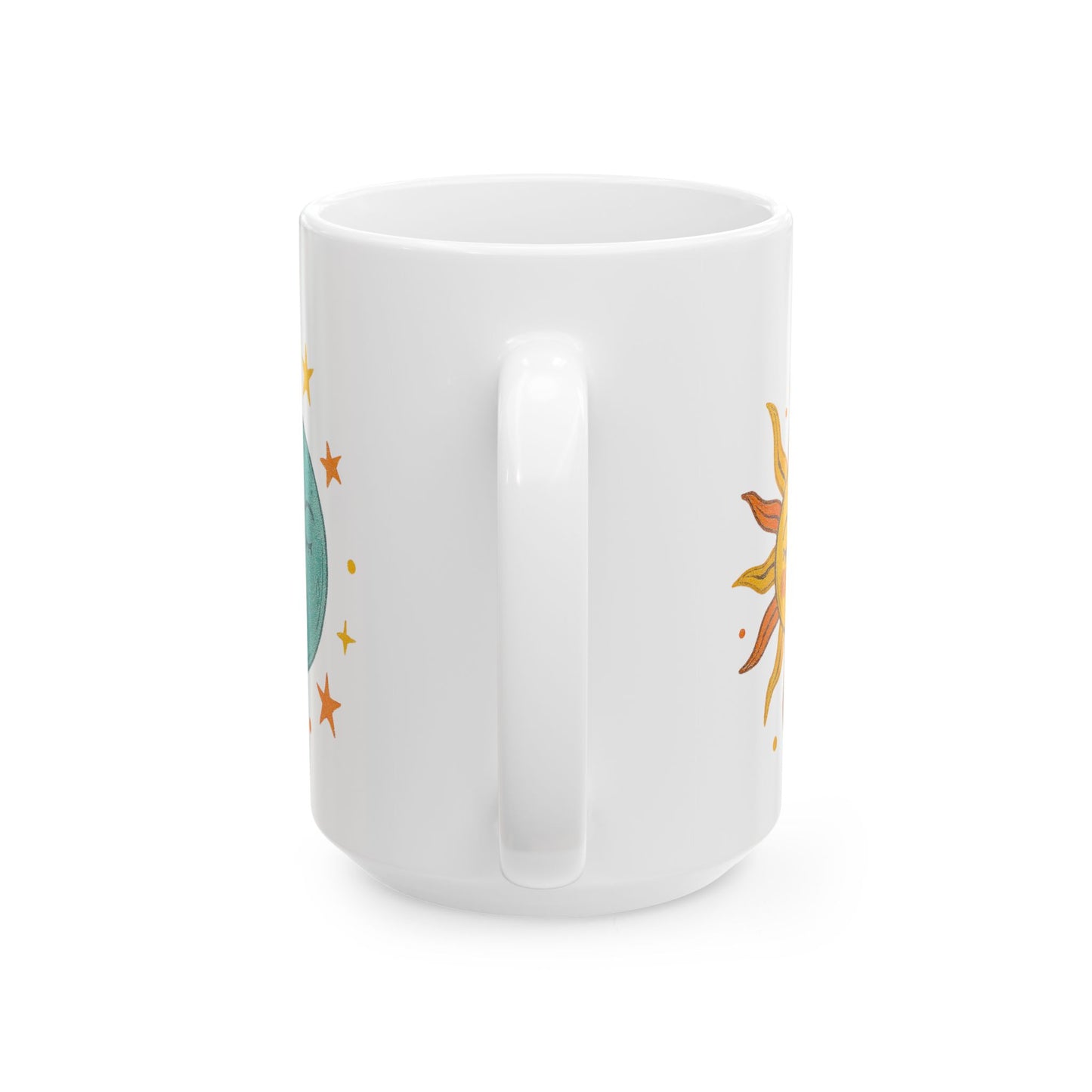 Personalized Sun & Moon Ceramic Mug — Boho Celestial Coffee Cup (11oz & 15oz)