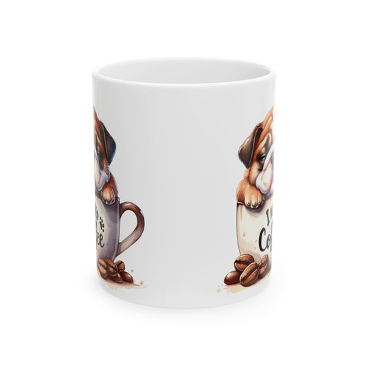 Personalized Bulldog Coffee Mug — Cute Puppy in Coffee Cup Ceramic Mug (11oz & 15oz)