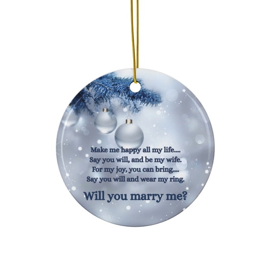 Ceramic Ornaments for Engagement, Double-Sided Print, Holiday Decor, Wedding Gifts, Personalized Keepsakes, Seasonal Decorations