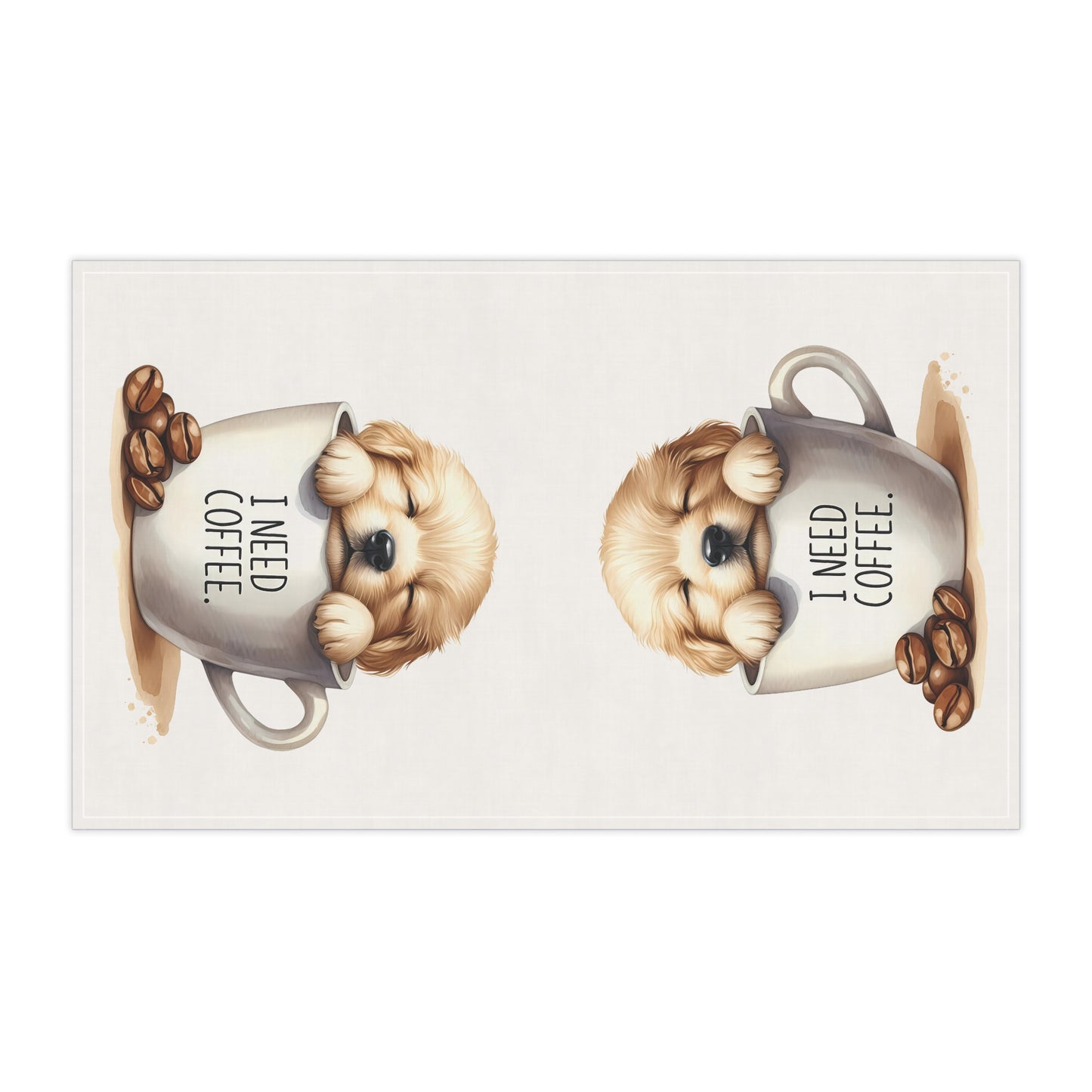 Coffee-Lover's Puppy Tea Towels - Cute and Quirky Kitchen Decor, Lab Puppy Towel