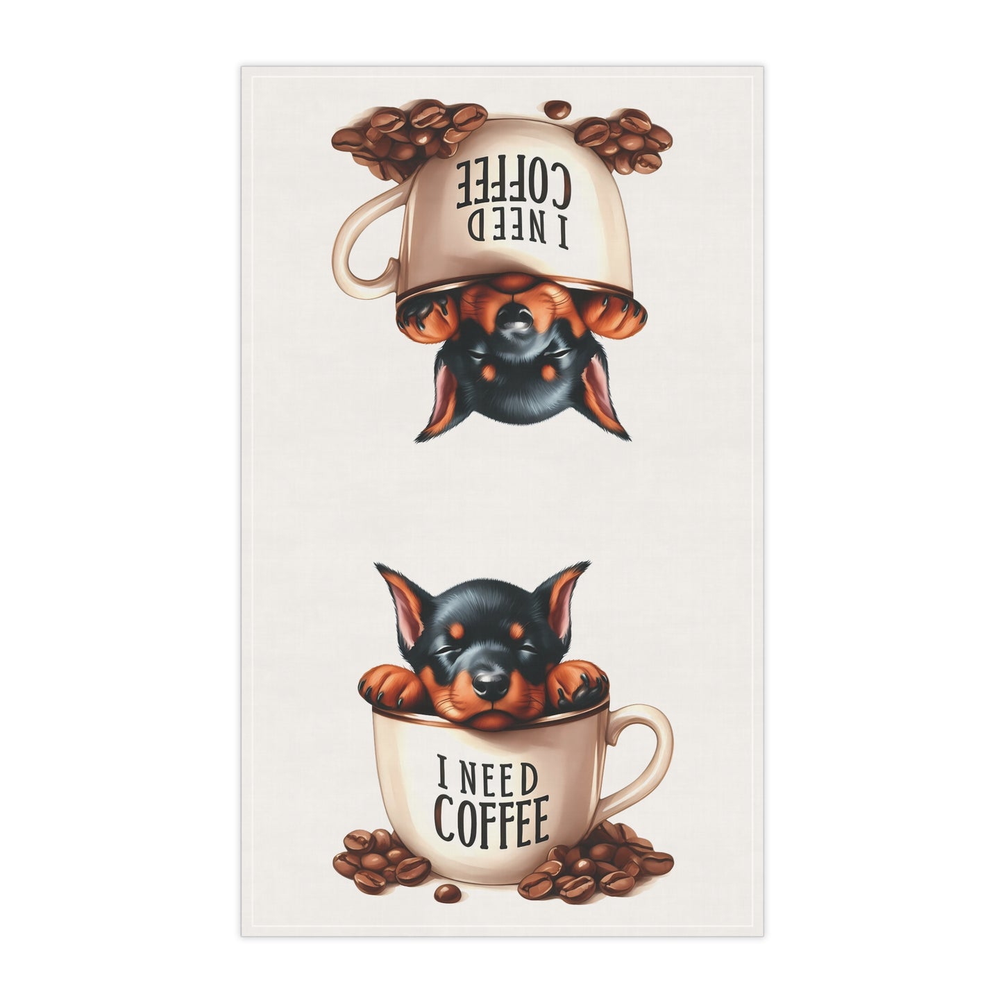 Cute Dog-Themed Tea Towels for Coffee Lovers, Doberman Tea Towel
