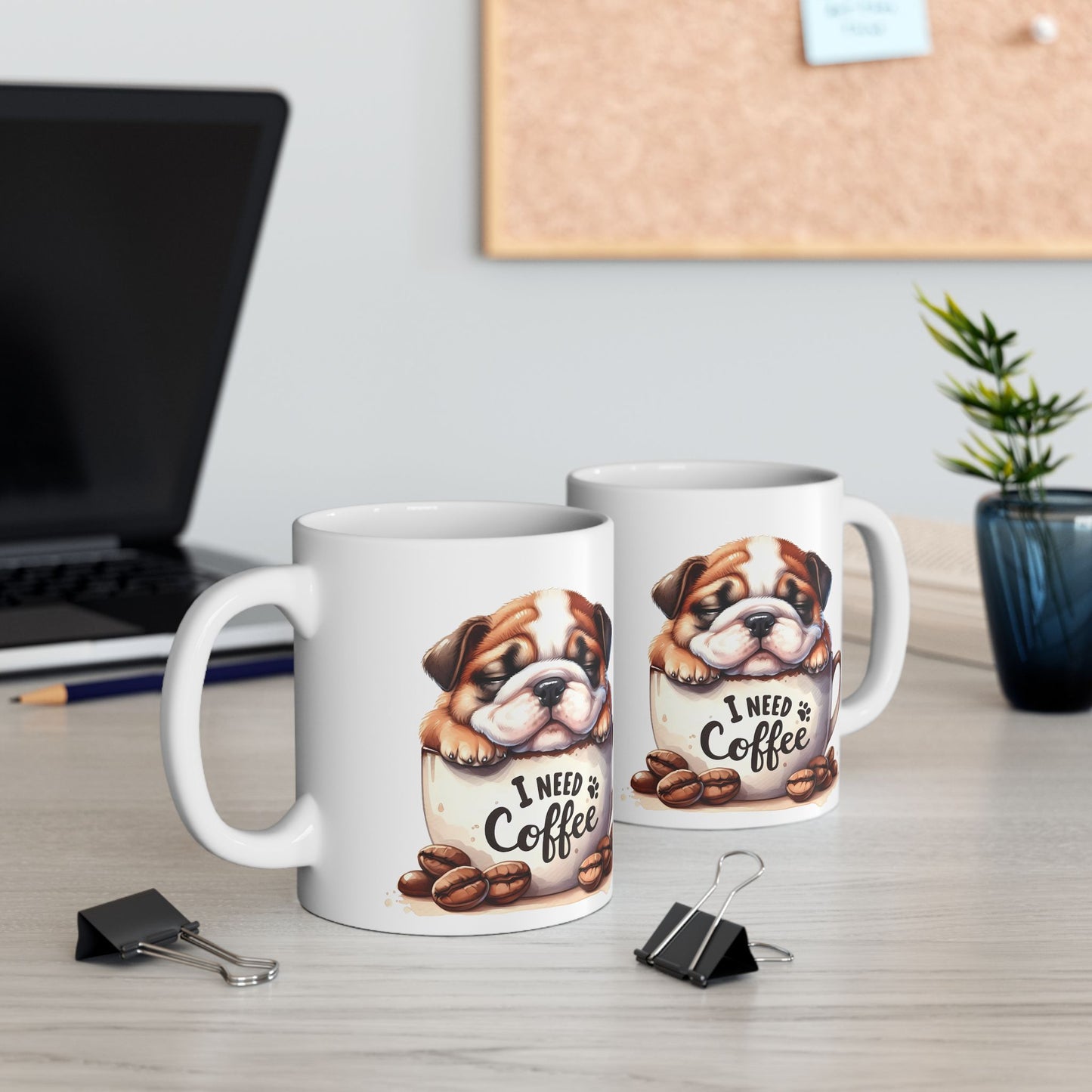 Personalized Bulldog Coffee Mug — Cute Puppy in Coffee Cup Ceramic Mug (11oz & 15oz)