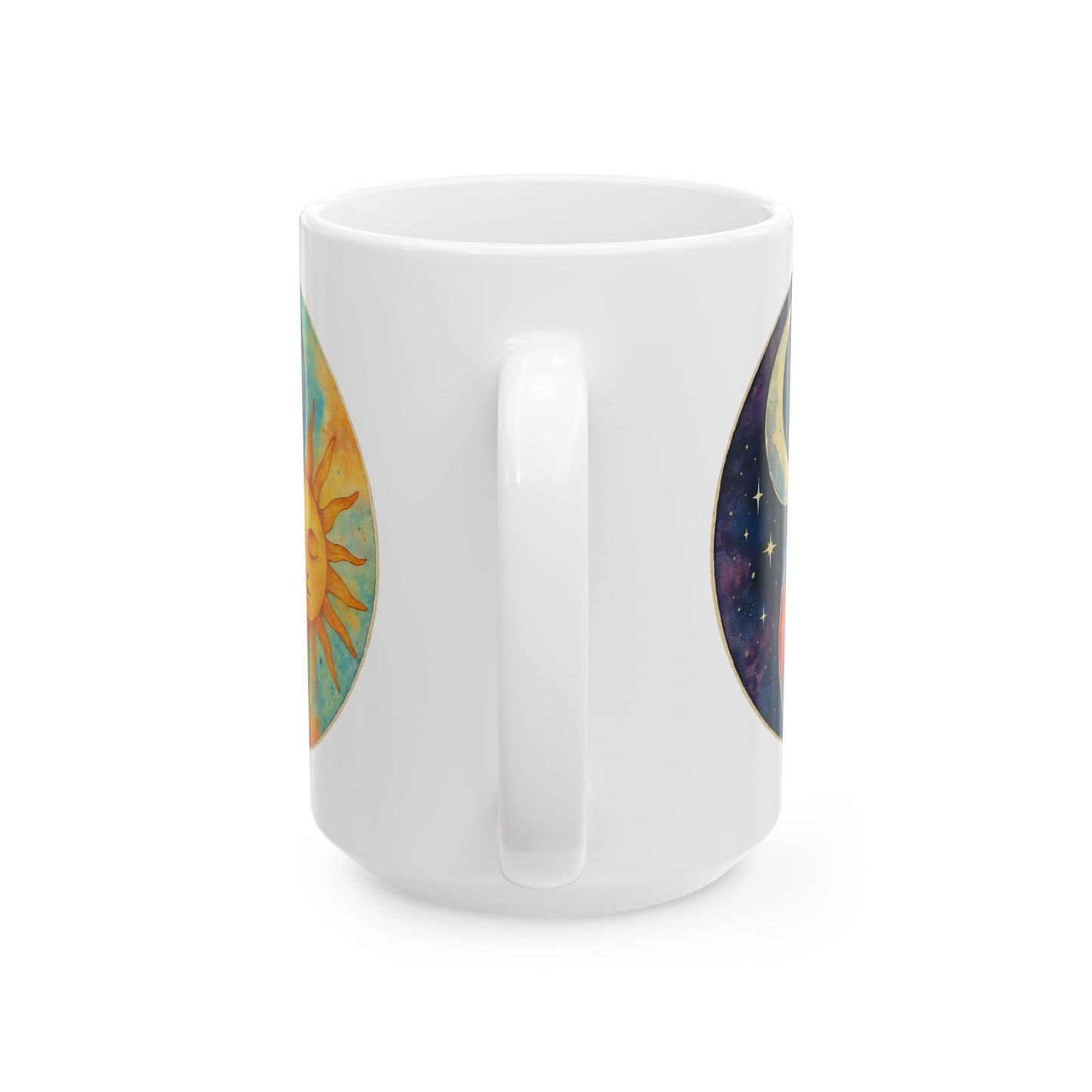 Personalize Sun and Moon Ceramic Mug — Boho Celestial 11oz/15oz Coffee Cup