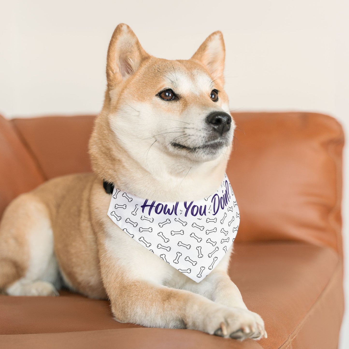 Howl You Doin? Dog Bandana Collar — Cute Bone Pattern Pet Accessory