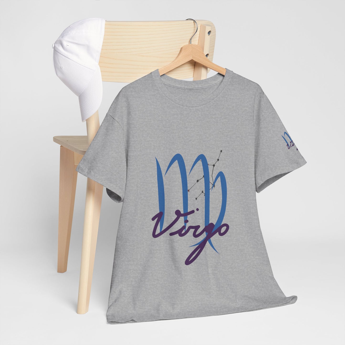 Virgo Zodiac T-Shirt – Elegant Blue Virgo Script Tee