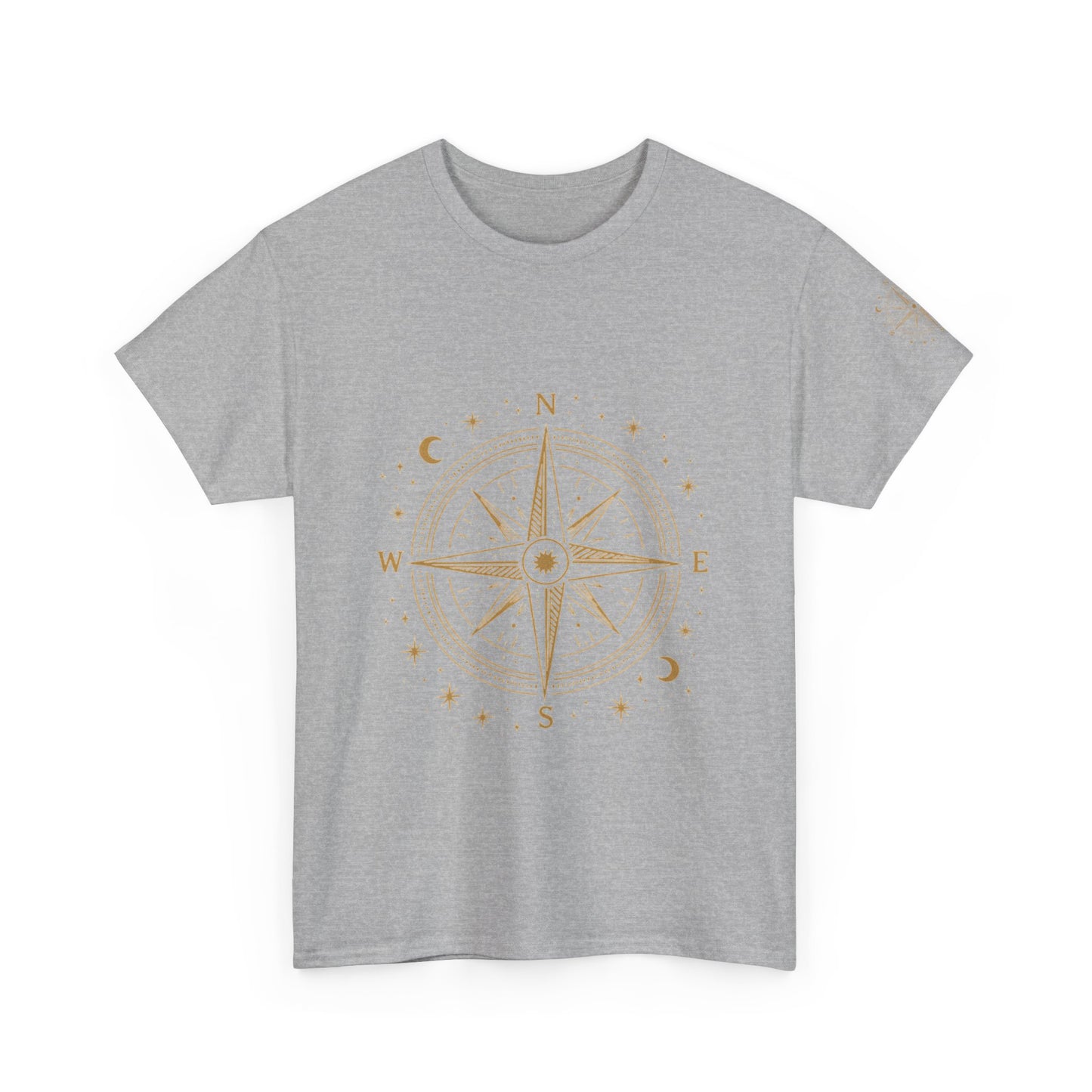Compass Rose Tee — Minimal Gold Nautical Compass T-Shirt