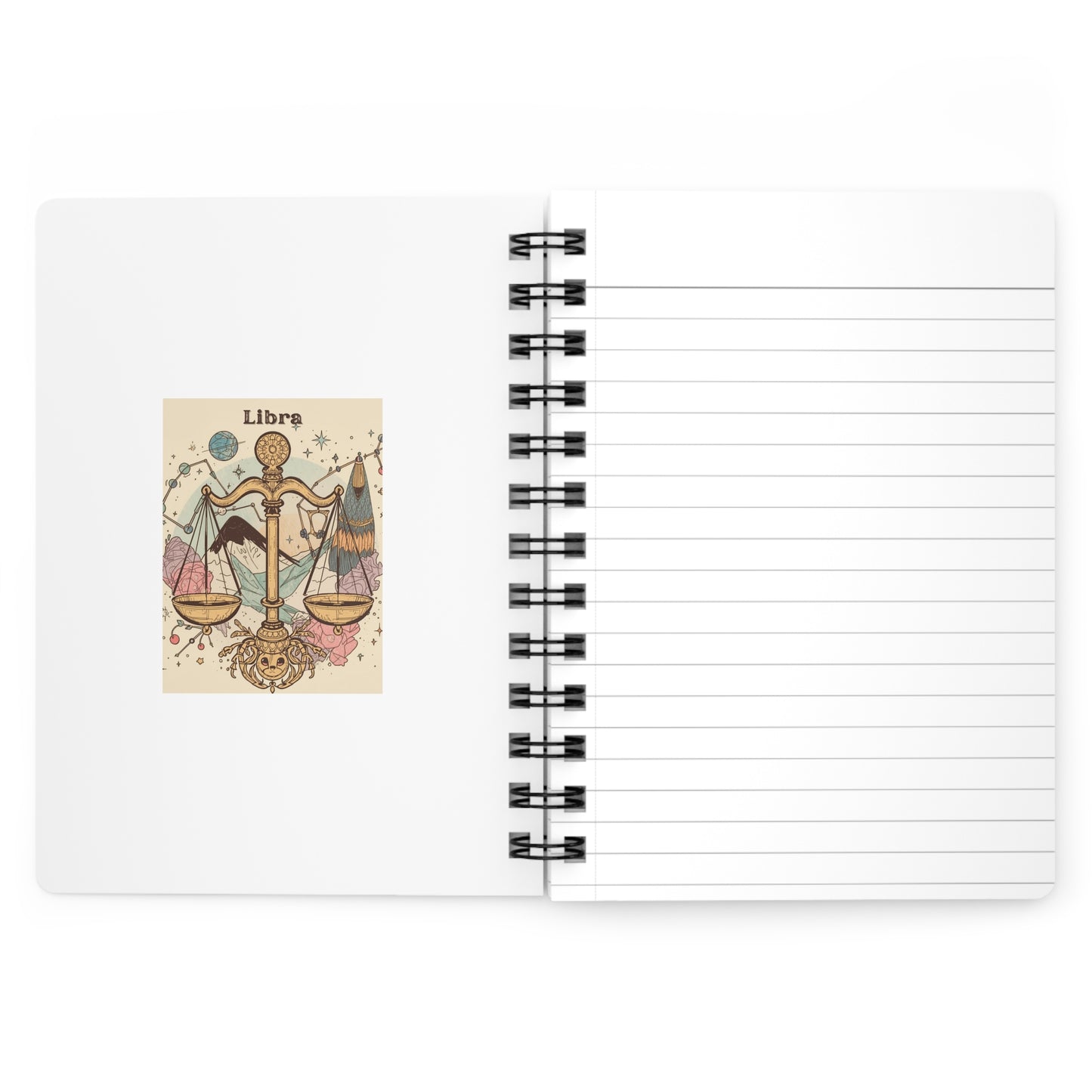 Libra Zodiac Spiral Bound Journal - Celestial Astrology Notebook