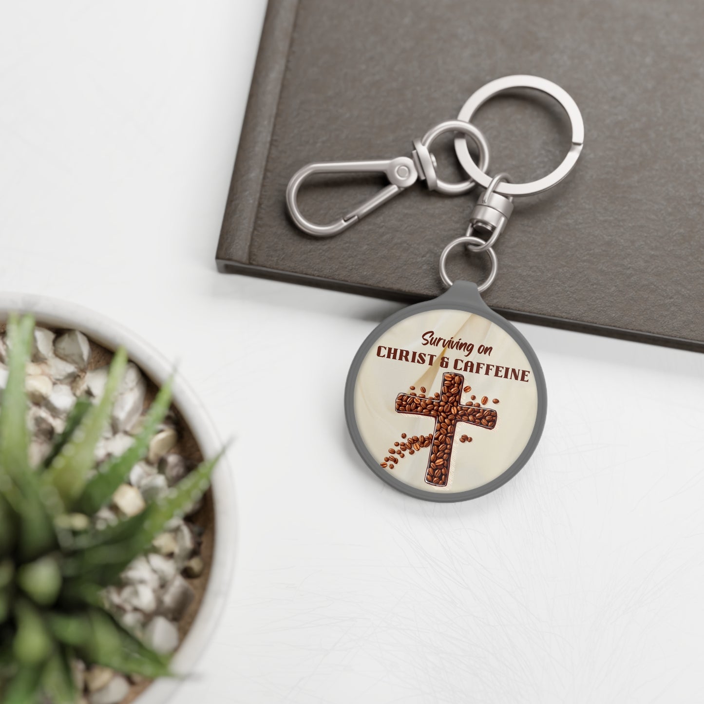 Faith-Inspired Keyring Tag, Christian Keychain, Coffee Lover Gift, Surviving on Christ & Caffeine, Inspirational Keychain, Religious [...]