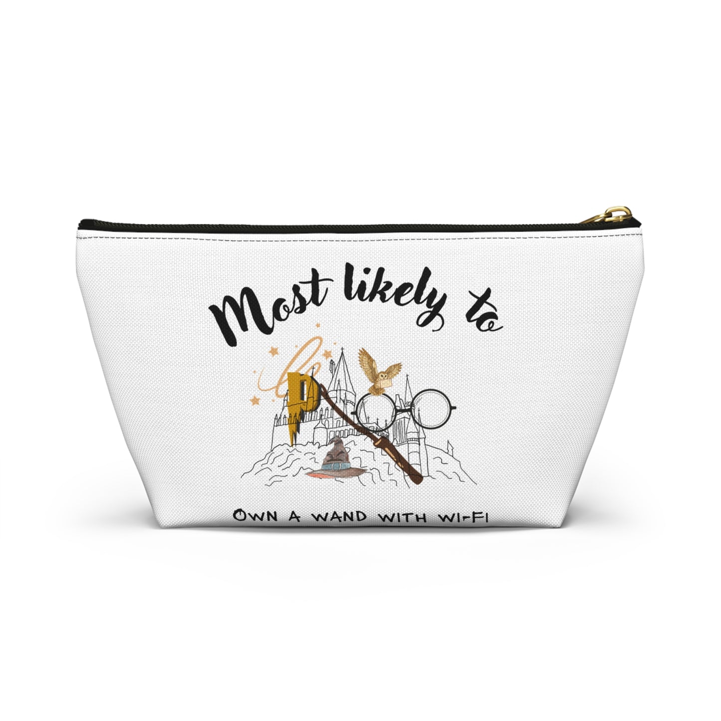 Wizard-Themed Accessory Pouch | Most Likely to Own a Wand with Wi-Fi | Magical Gift for Fans | Cosplay Makeup Bag | Cute Storage for Tools