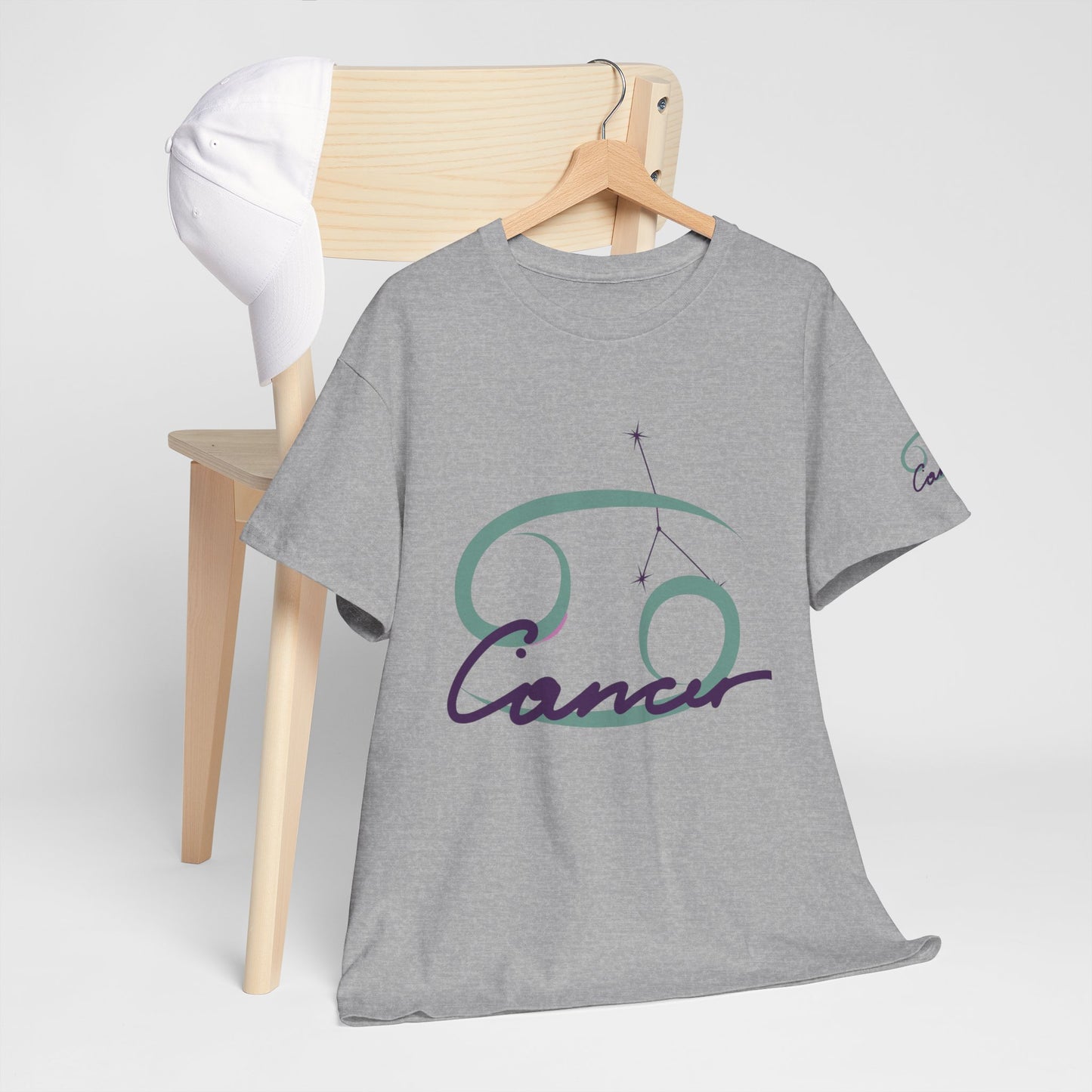 Cancer Zodiac T‑Shirt — Minimal Constellation & Script Design