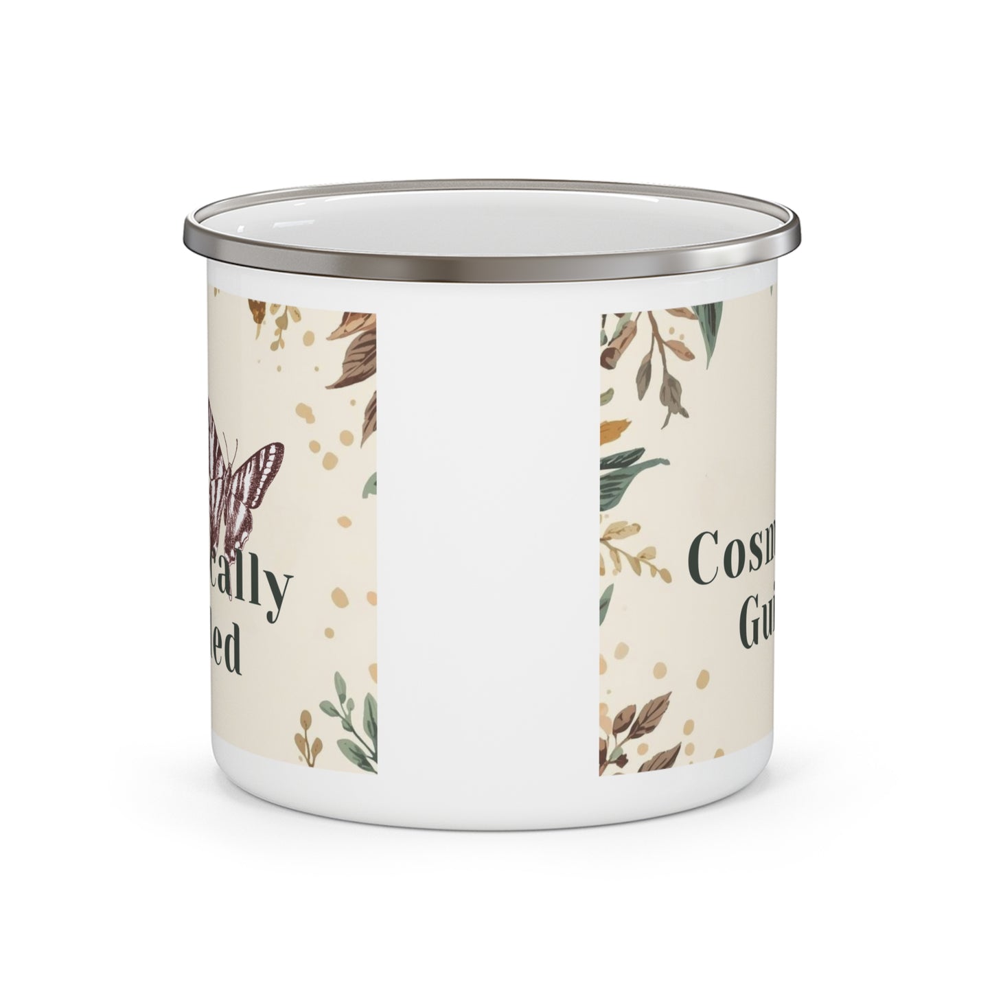 Cosmically Guided Enamel Camping Mug - Inspirational Nature Design for Adventure Lovers, Camping Mug, Camping Cup