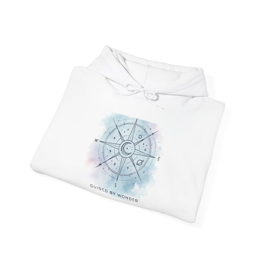 Compass Rose Watercolor Hoodie — ‘Lost by the Waves’ Nautical Travel Pullover