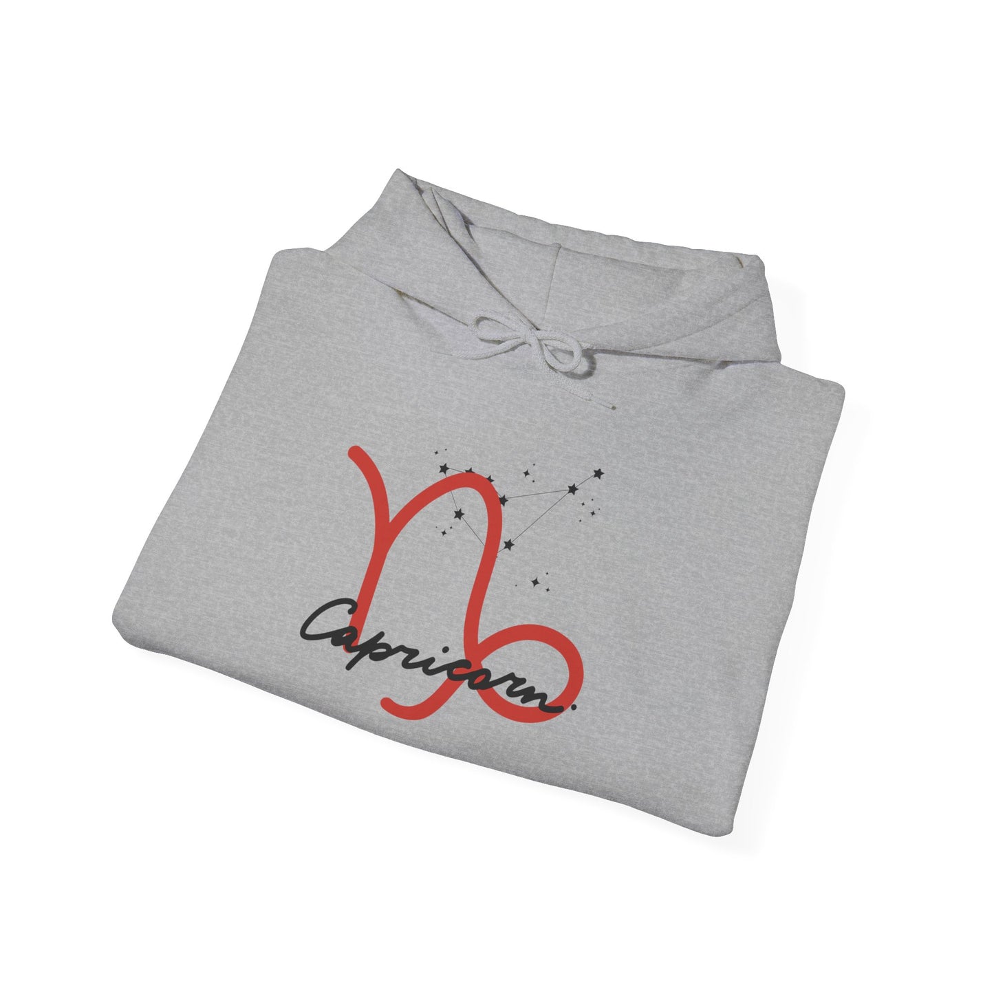 Capricorn Zodiac Hoodie — Red Script Astrology Sign Sweatshirt