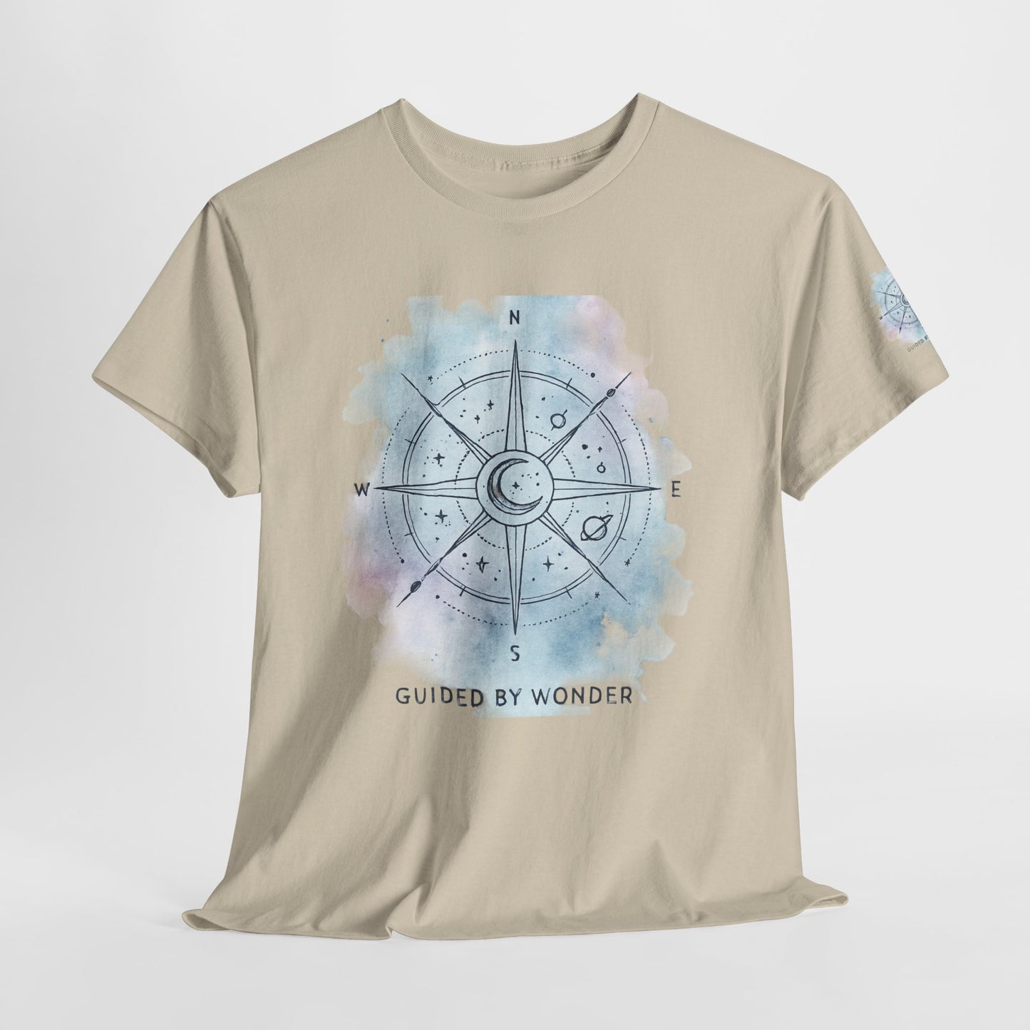 Compass Moon Tee — "Guided by Wonder" Cotton T‑Shirt