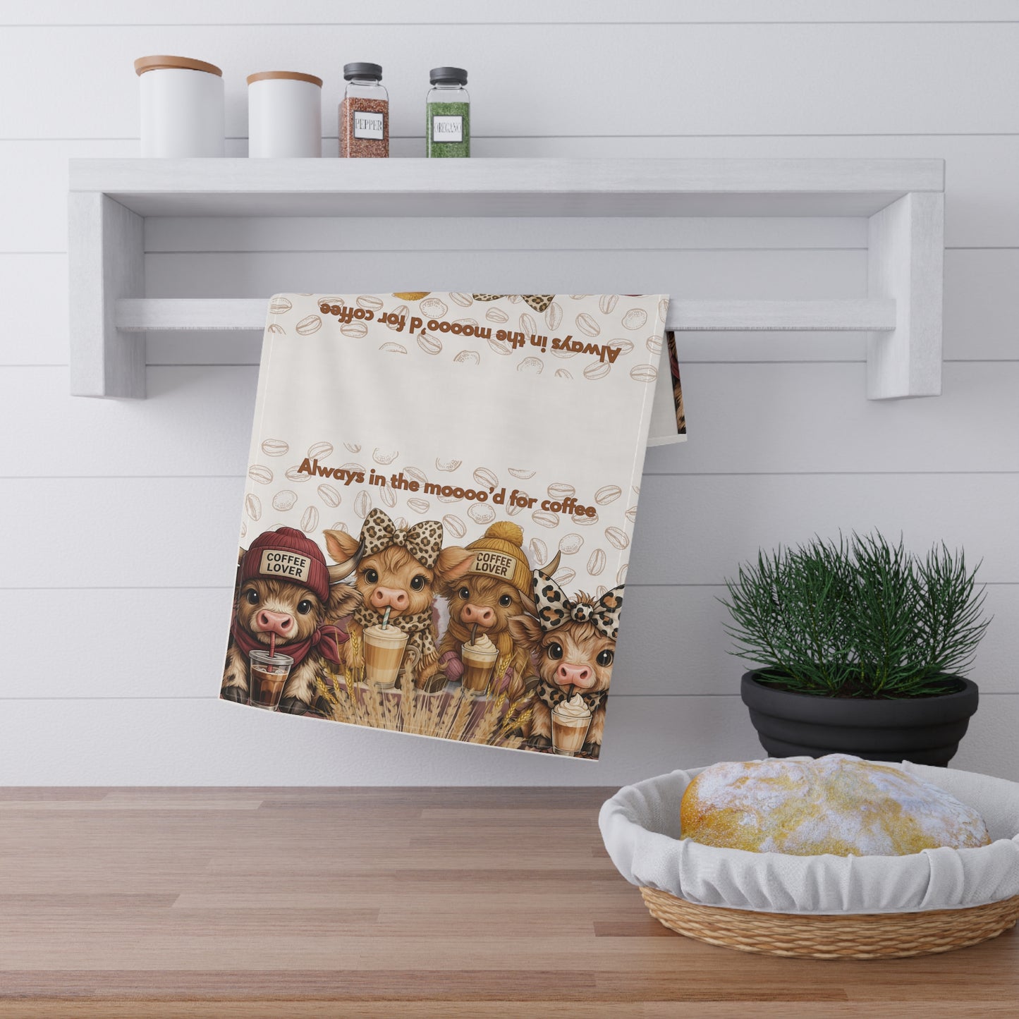 Coffee Lover Tea Towels Set - Always in the Mooo'd for Coffee