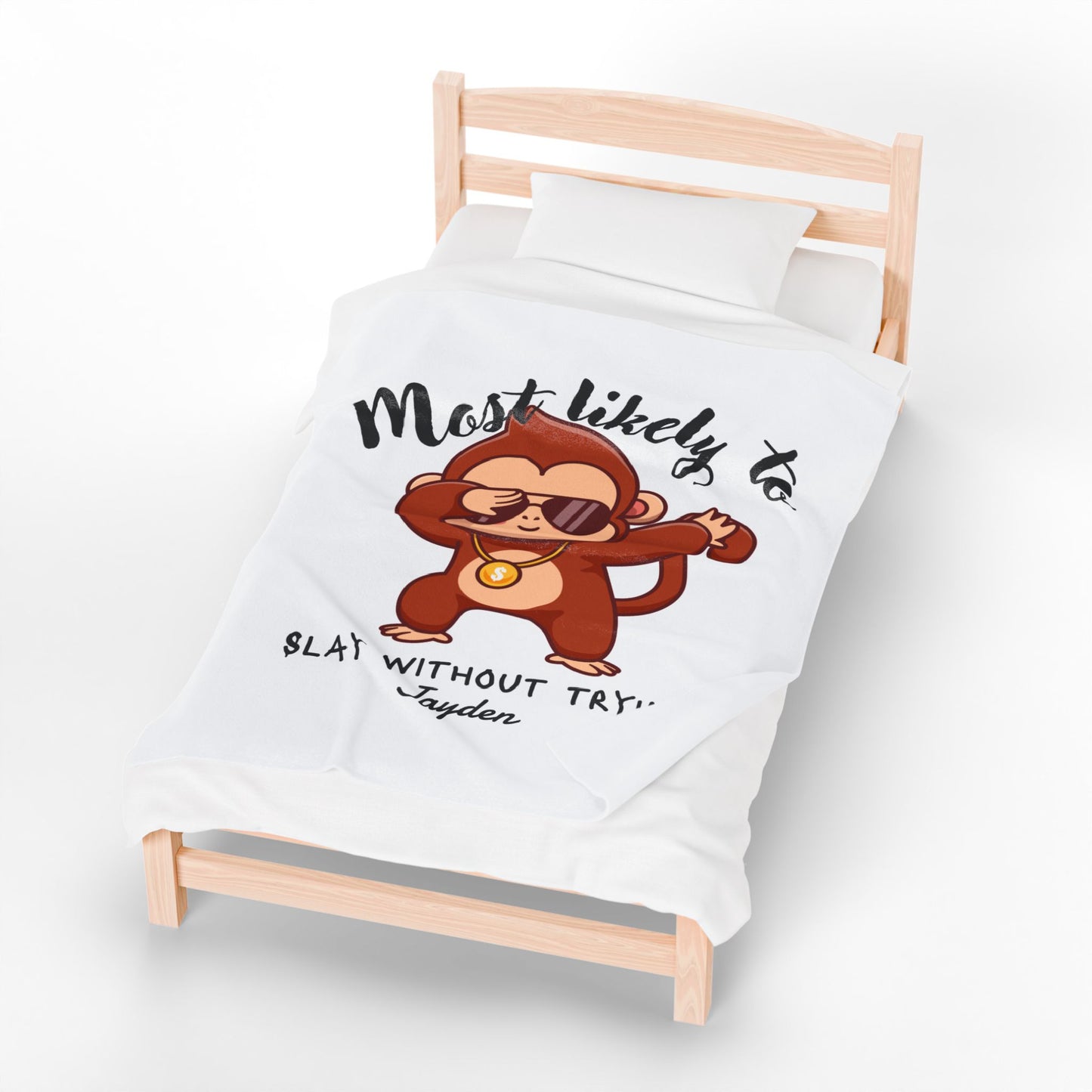 Cool Monkey Plush Throw Blanket - Fun and Cozy Gift for Kids, Playroom Decor, Nursery, Birthday, Blanket with Fun Design, slay, monkey, child, kids room, fun