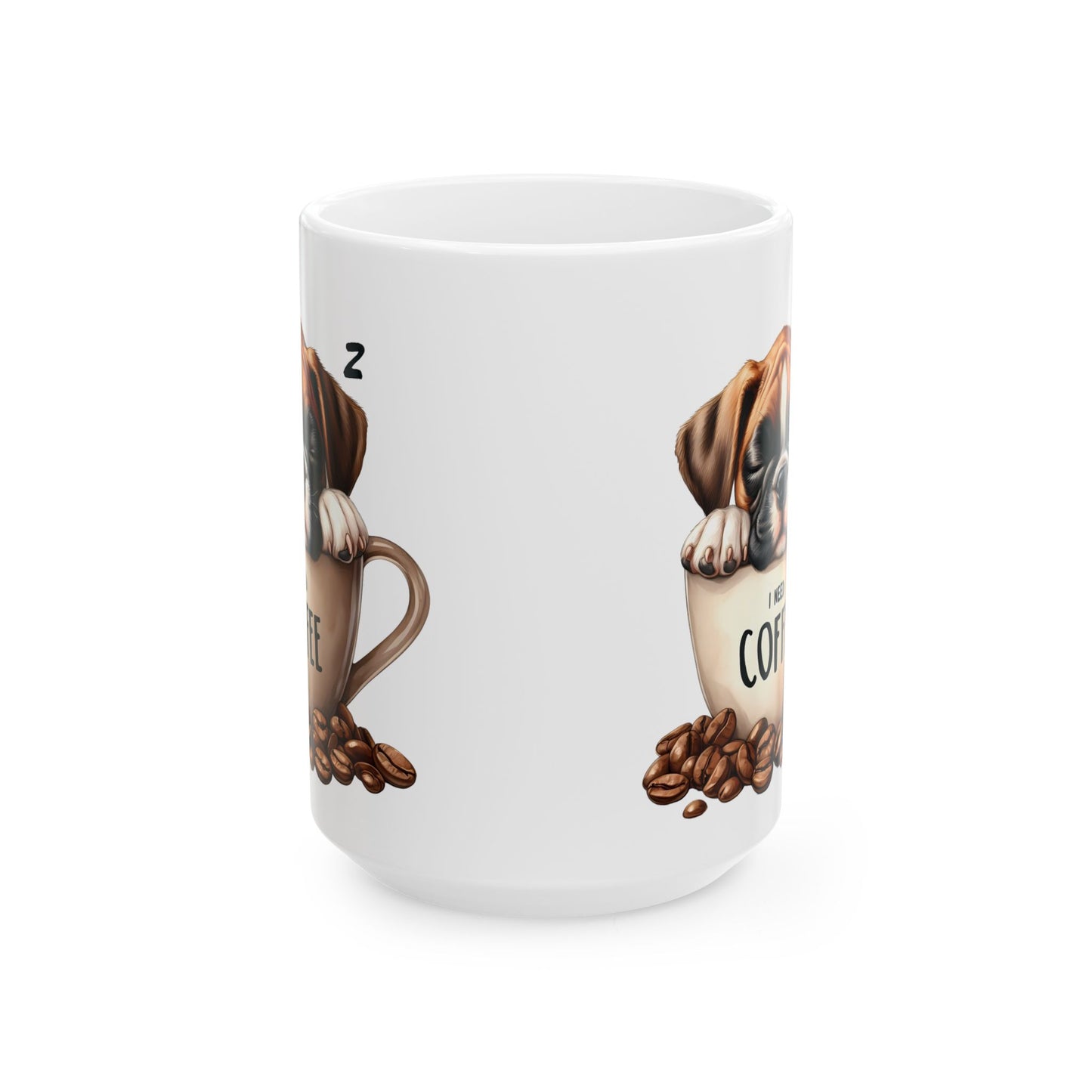Personalized Boxer Dog Ceramic Mug — Cute Puppy in Cup Design (11oz & 15oz)