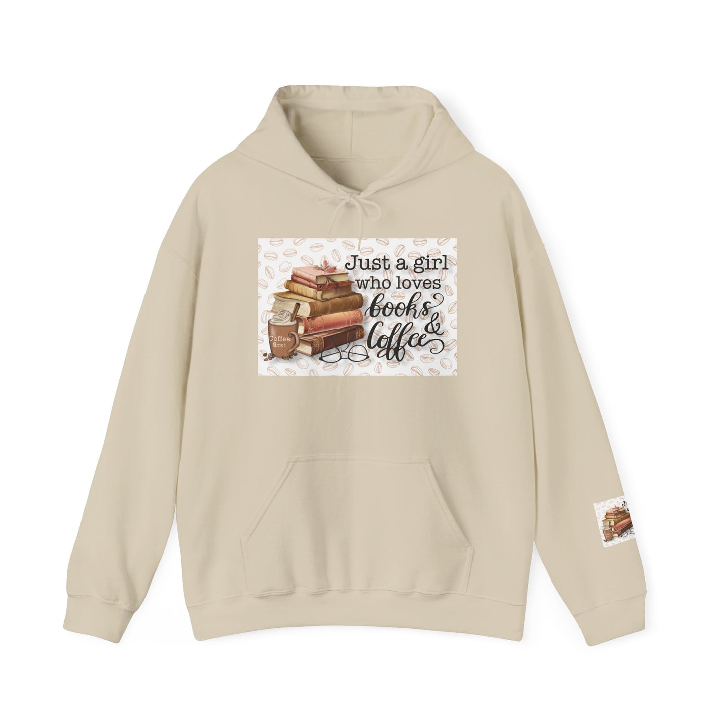 Book Lover Hoodie — "Just a girl who loves books & coffee" Cozy Pullover for Readers