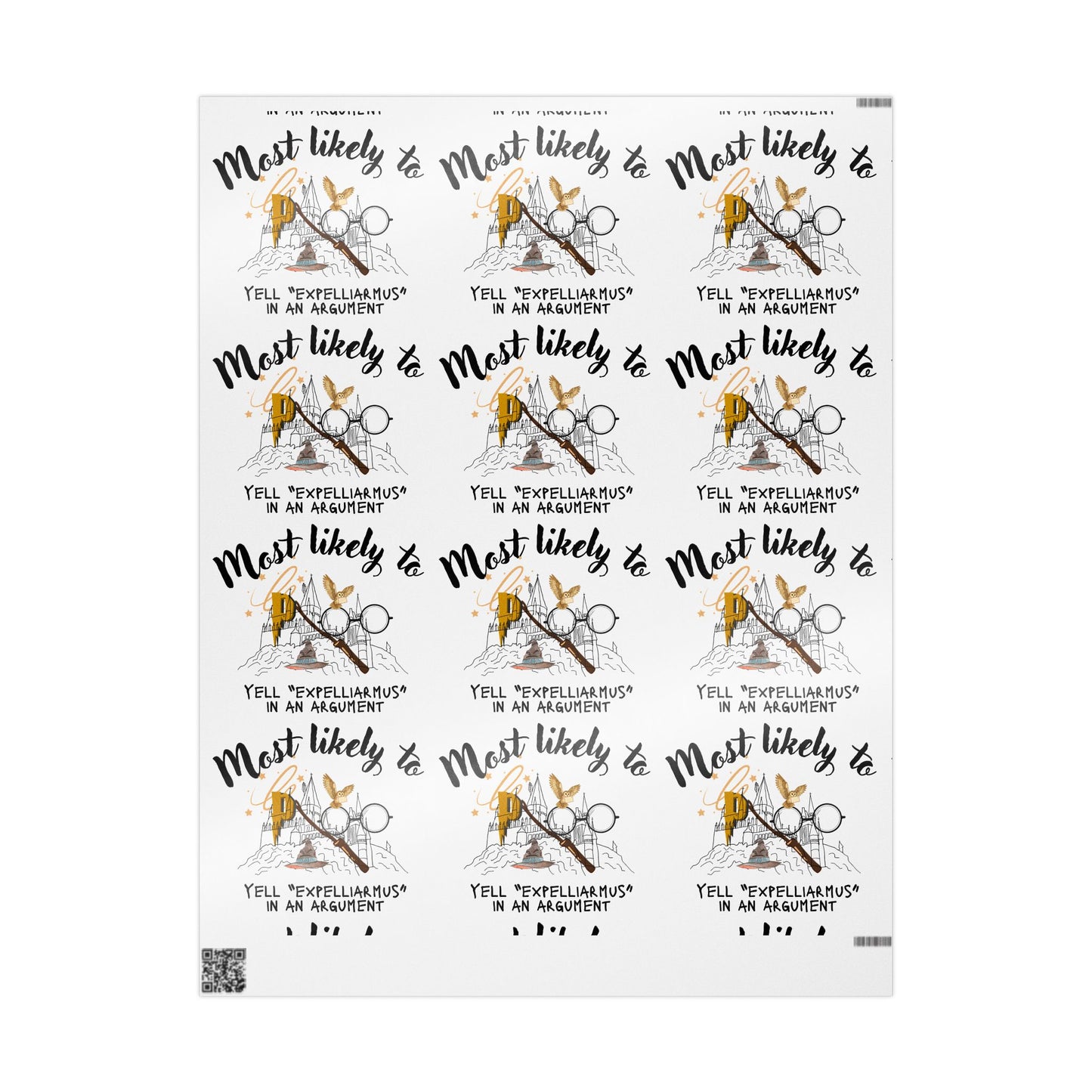 Most Likely To Wrapping Paper, Fun Gift Wrap for Friends, Potter Inspired, Movie Lover Wrapping Paper, Enchanted Wrapping Paper, Creative Party Supplies, Birthday Wrapping, Unique Celebration Paper