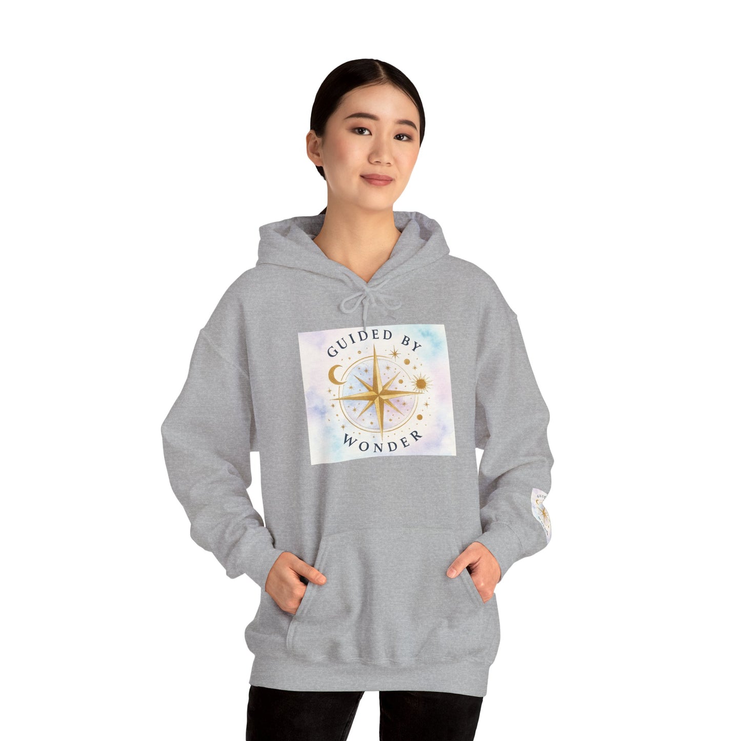 Guided by Wonder Hoodie — Compass Star Graphic Spiritual Hooded Sweatshirt