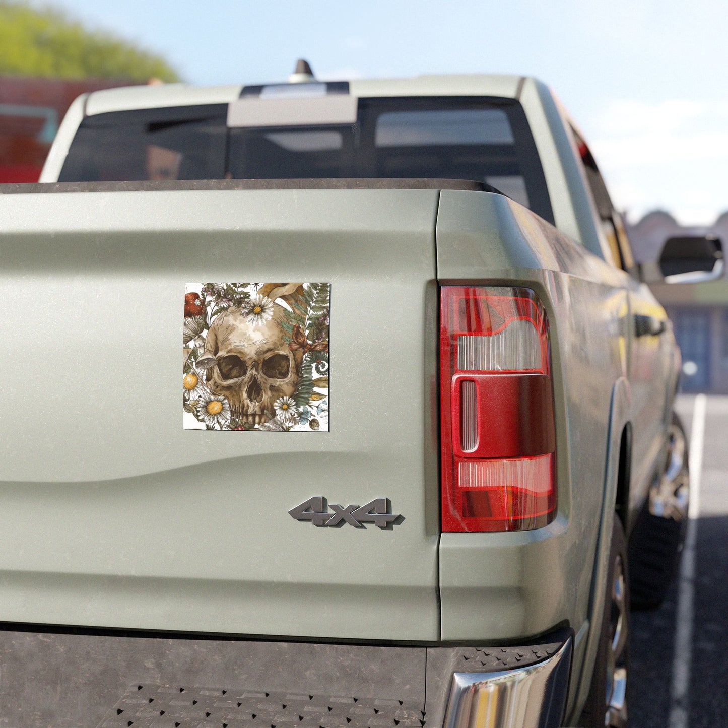 Floral Skull Car Magnet – Quirky Auto Decor for Nature Lovers