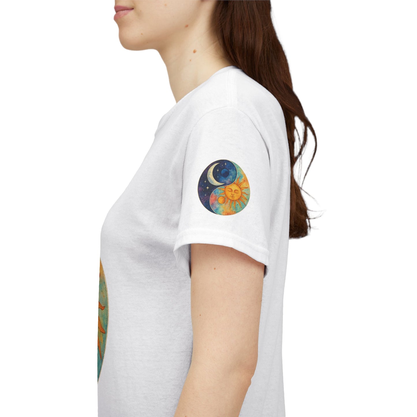 Sun & Moon Yin Yang T‑Shirt — Celestial Vintage Sunface and Crescent Moon Tee