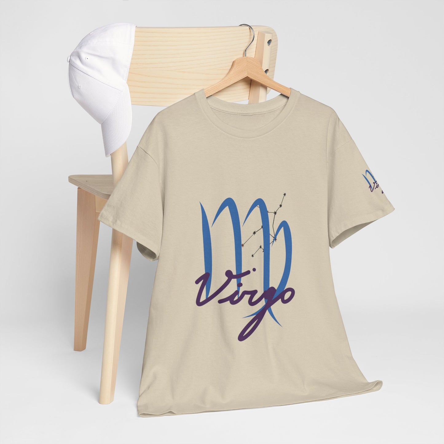 Virgo Zodiac T-Shirt – Elegant Blue Virgo Script Tee