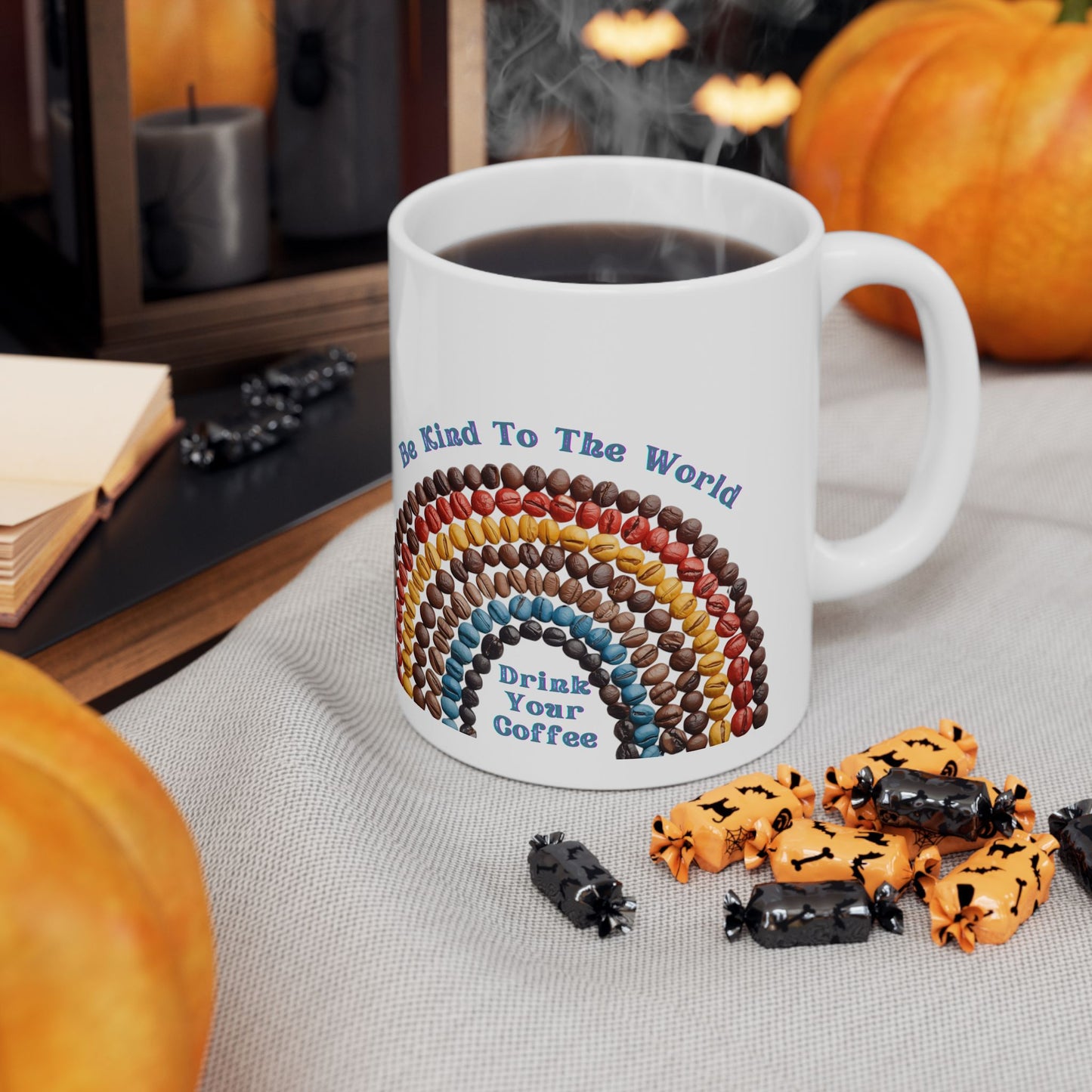 Personalized Kindness Rainbow Ceramic Mug — Be Kind To The World 11oz/15oz