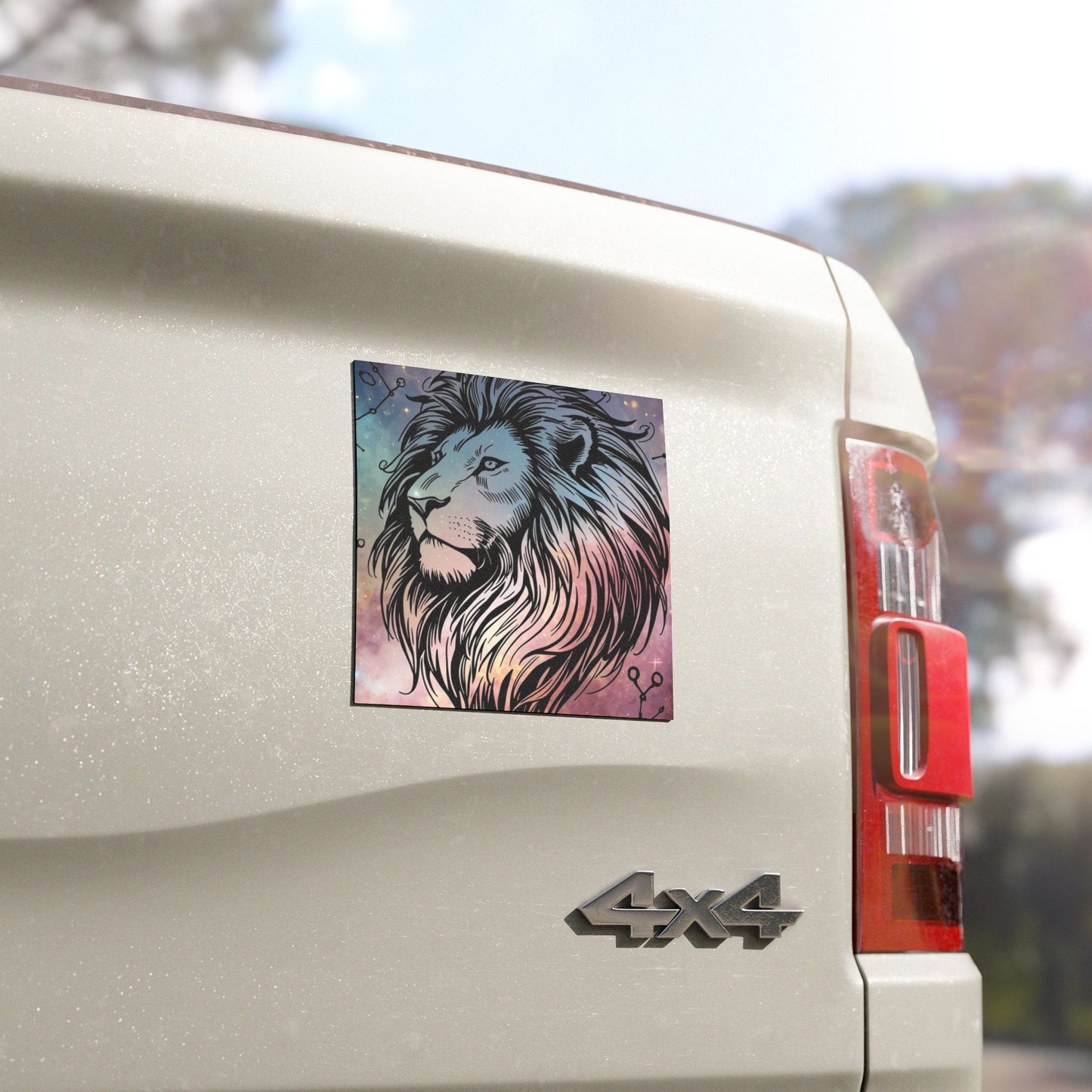 Cosmic Lion Car Magnet - Colorful Galaxy Décor - Leo Car Magnet