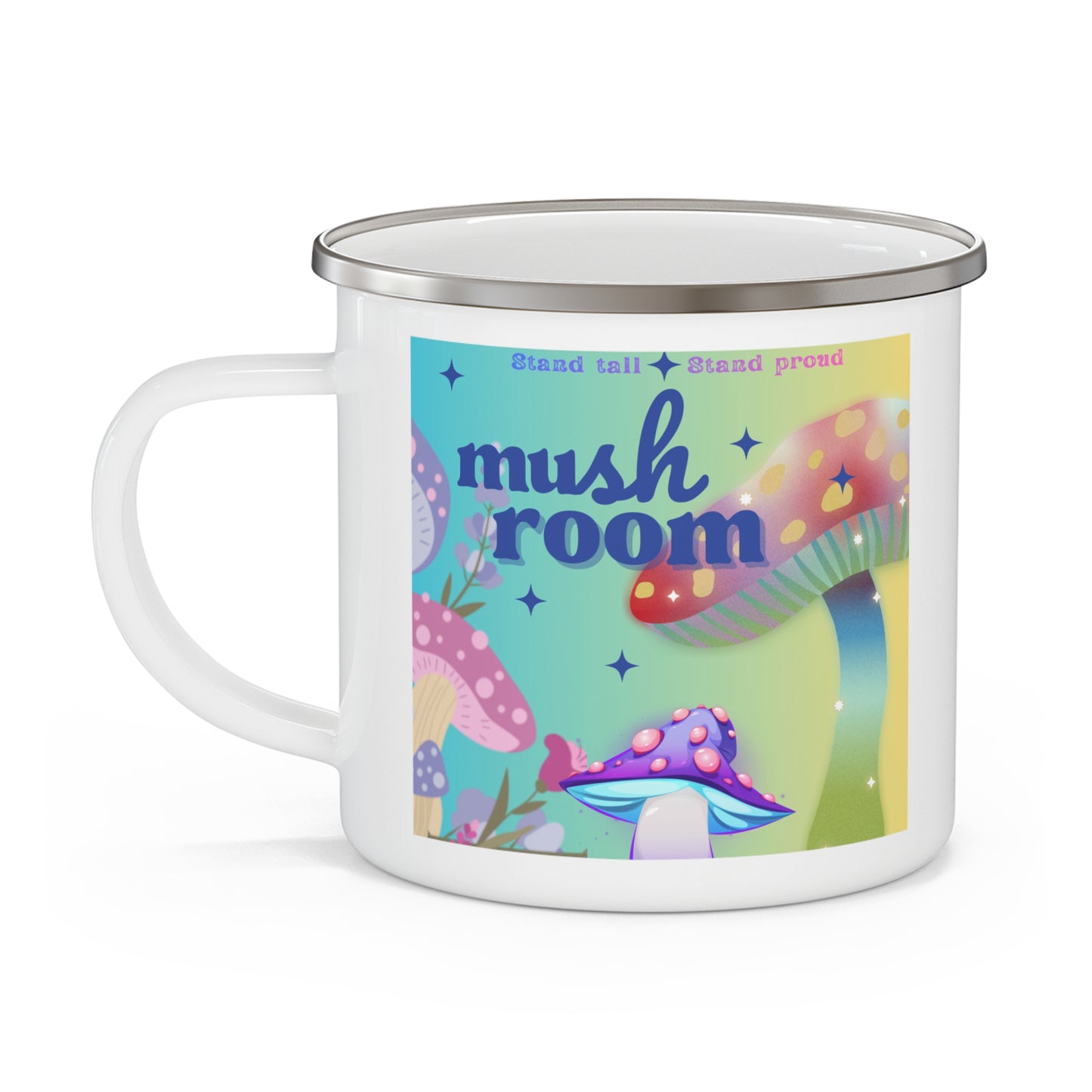 Mushroom Enamel Camping Mug - Whimsical Outdoor Adventure Drinkware