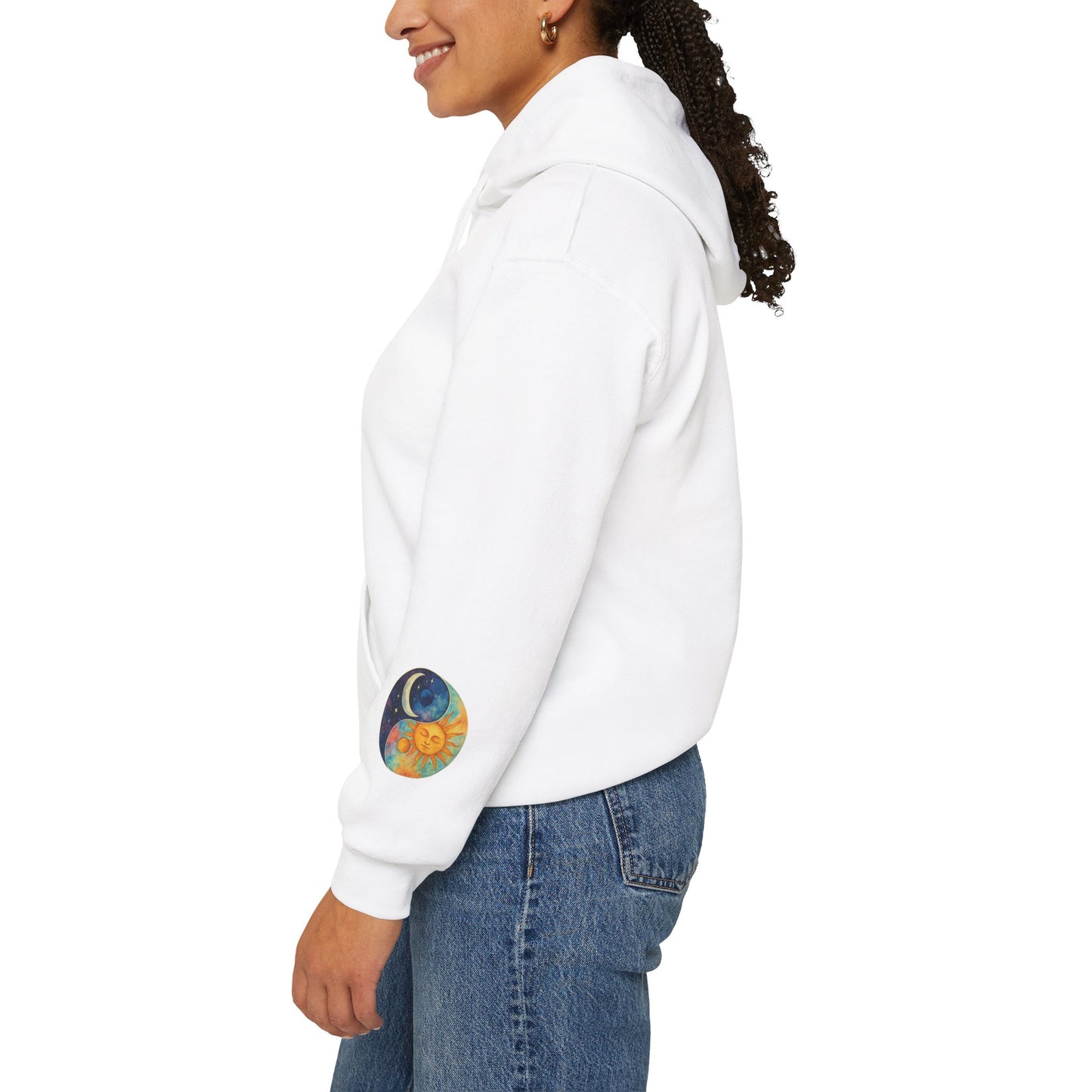 Sun and Moon Yin Yang Hoodie — Celestial Sun & Moon Graphic Sweatshirt