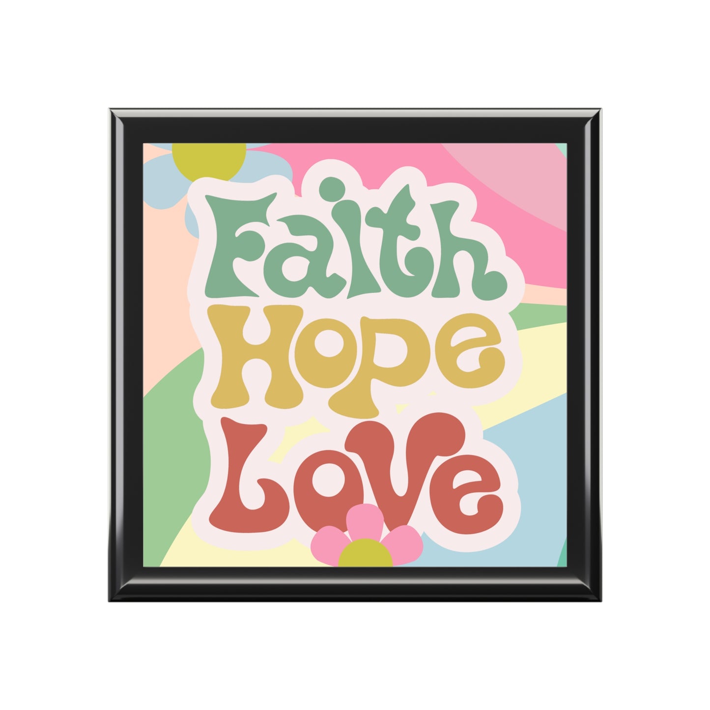 Groovy Birthday Gift, Christian Birthday Gift, Christian Jewelry Box, Faith Hope Love Jewelry Box