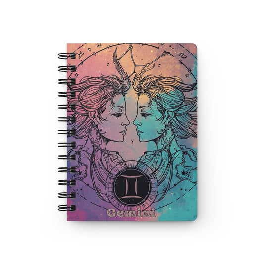Gemini Astrological Spiral Bound Journal - Cosmic Twins Design