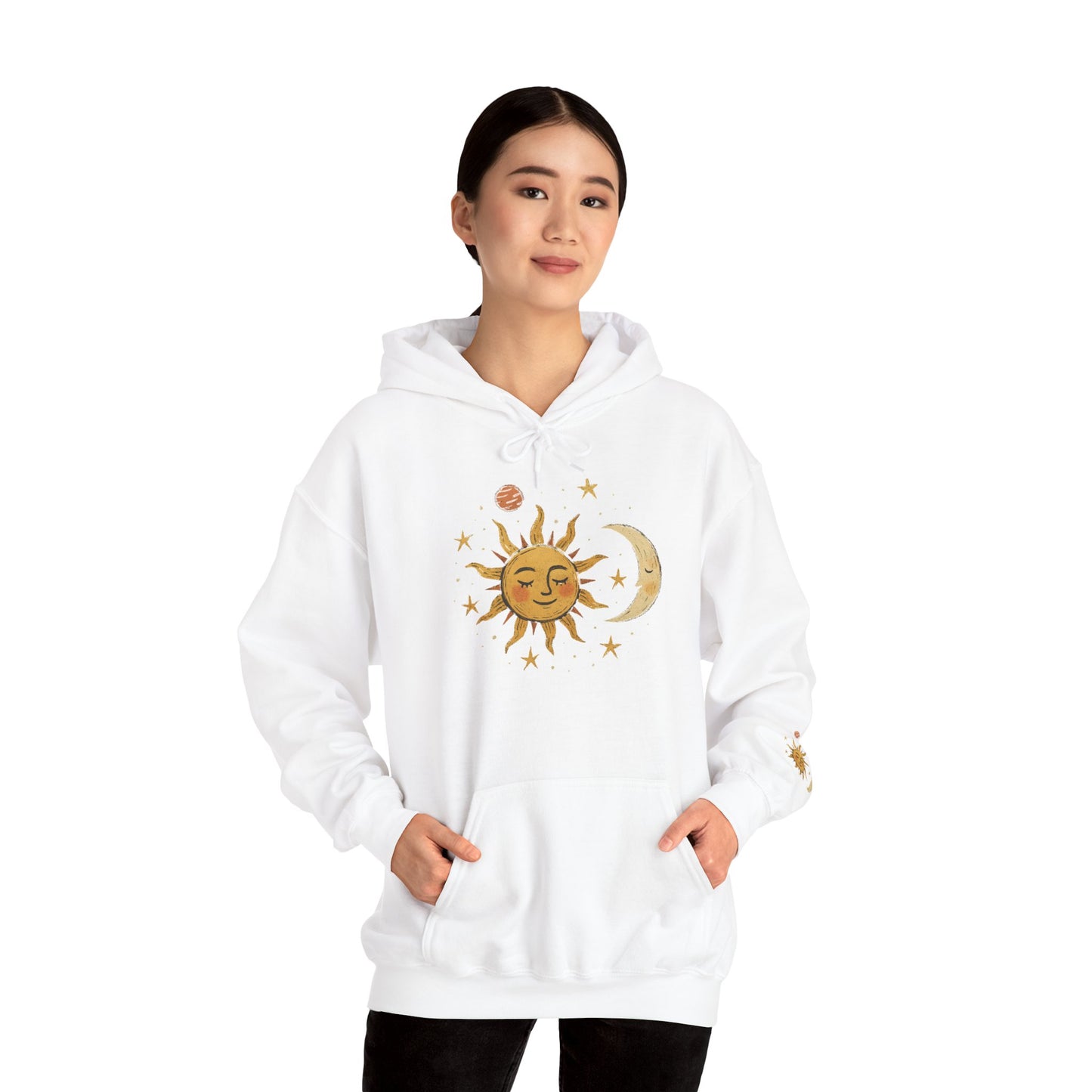 Sun & Moon Celestial Hoodie — Vintage Astrology Stars Graphic