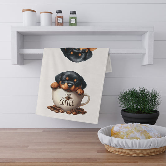 Cute Puppy Coffee Tea Towels, Rottweiler Tea Towel