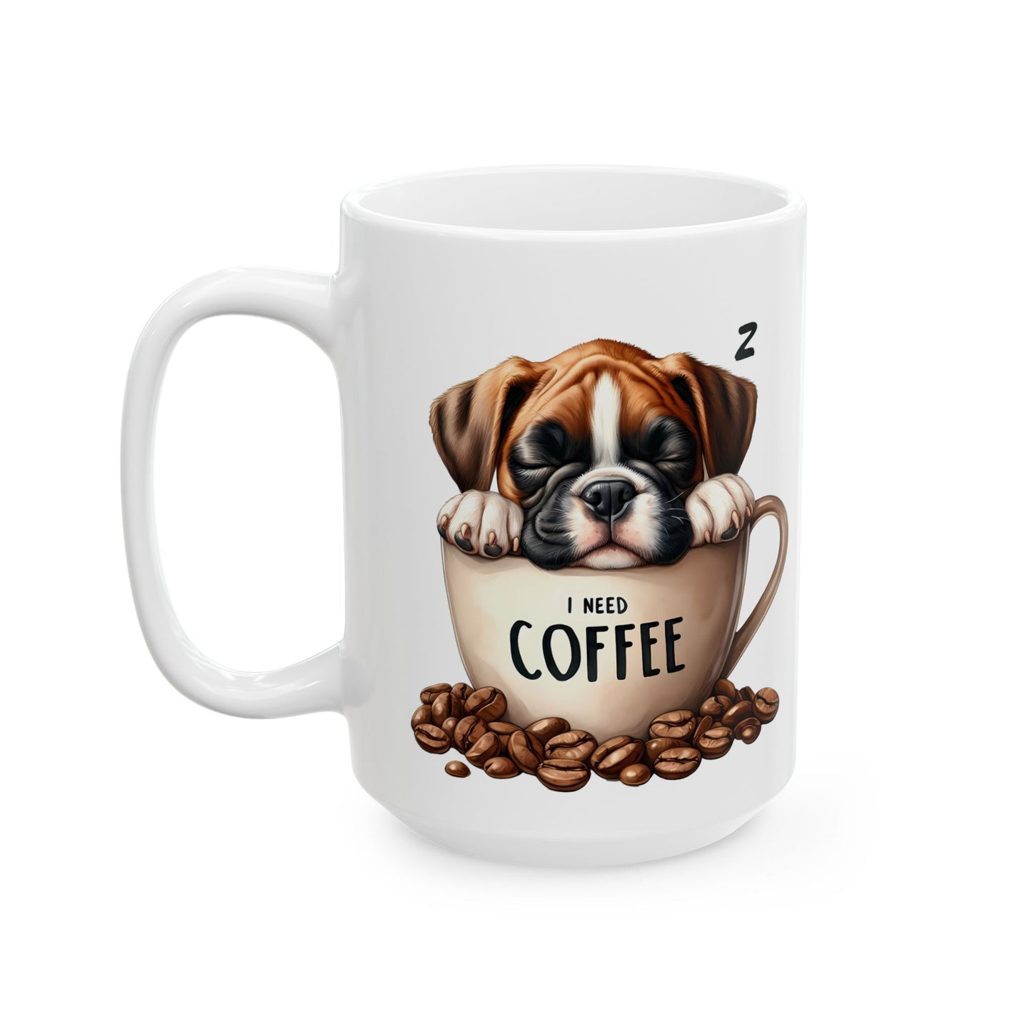 Personalized Boxer Dog Ceramic Mug — Cute Puppy in Cup Design (11oz & 15oz)