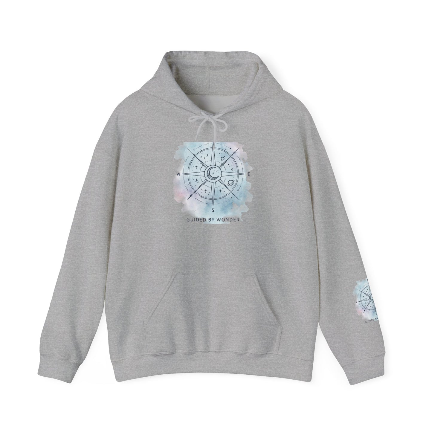 Compass Rose Watercolor Hoodie — ‘Lost by the Waves’ Nautical Travel Pullover