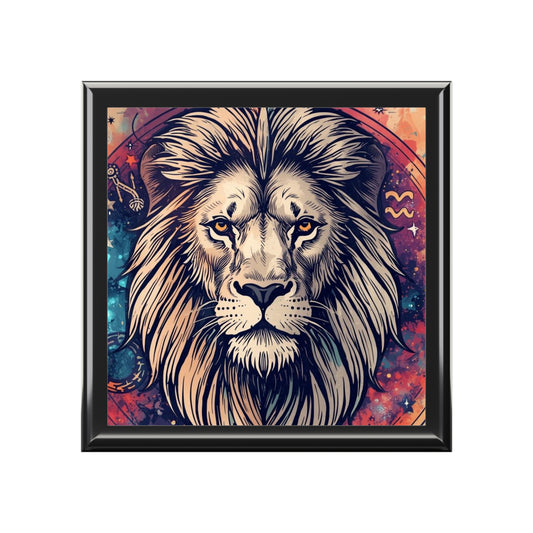 Leo Keepsake Box - Astrological Lion Jewelry Box - Celestial Storage for Your Treasures