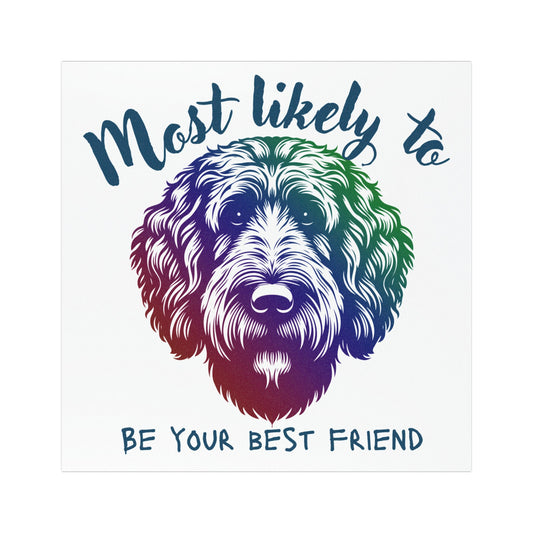 Dog Lover's Car Magnet - 'Most Likely to Be Your Best Friend', Doodle Car Magnet