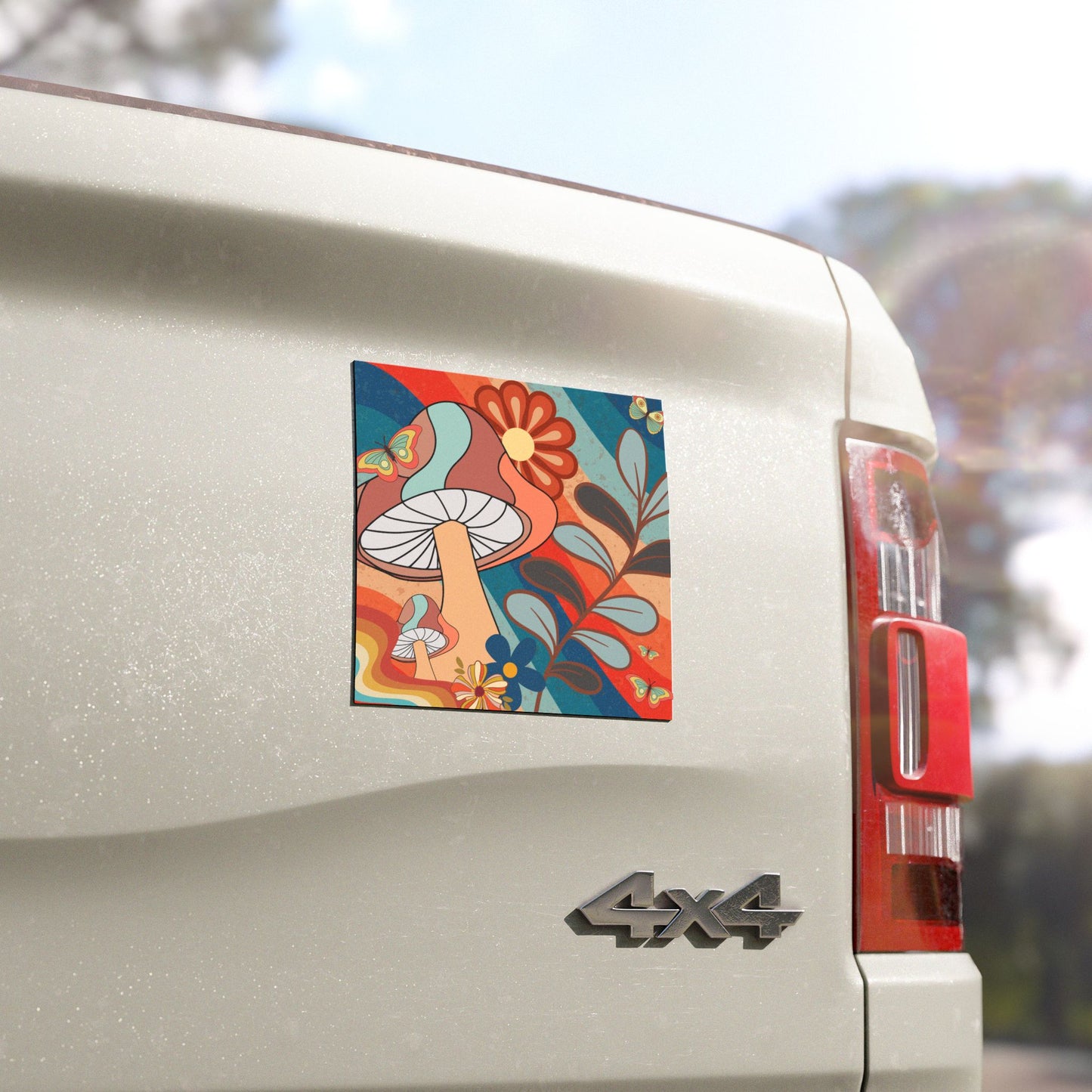 Groovy Mushroom Car Magnet - Colorful Retro Vibe for Nature Lovers