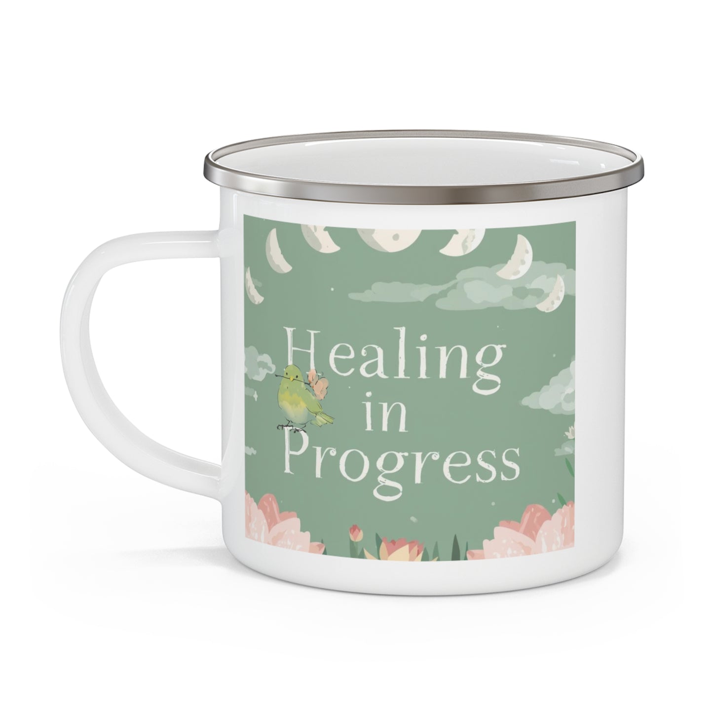 Healing in Progress Enamel Camping Mug - Perfect for Nature Lovers & Outdoor Adventures