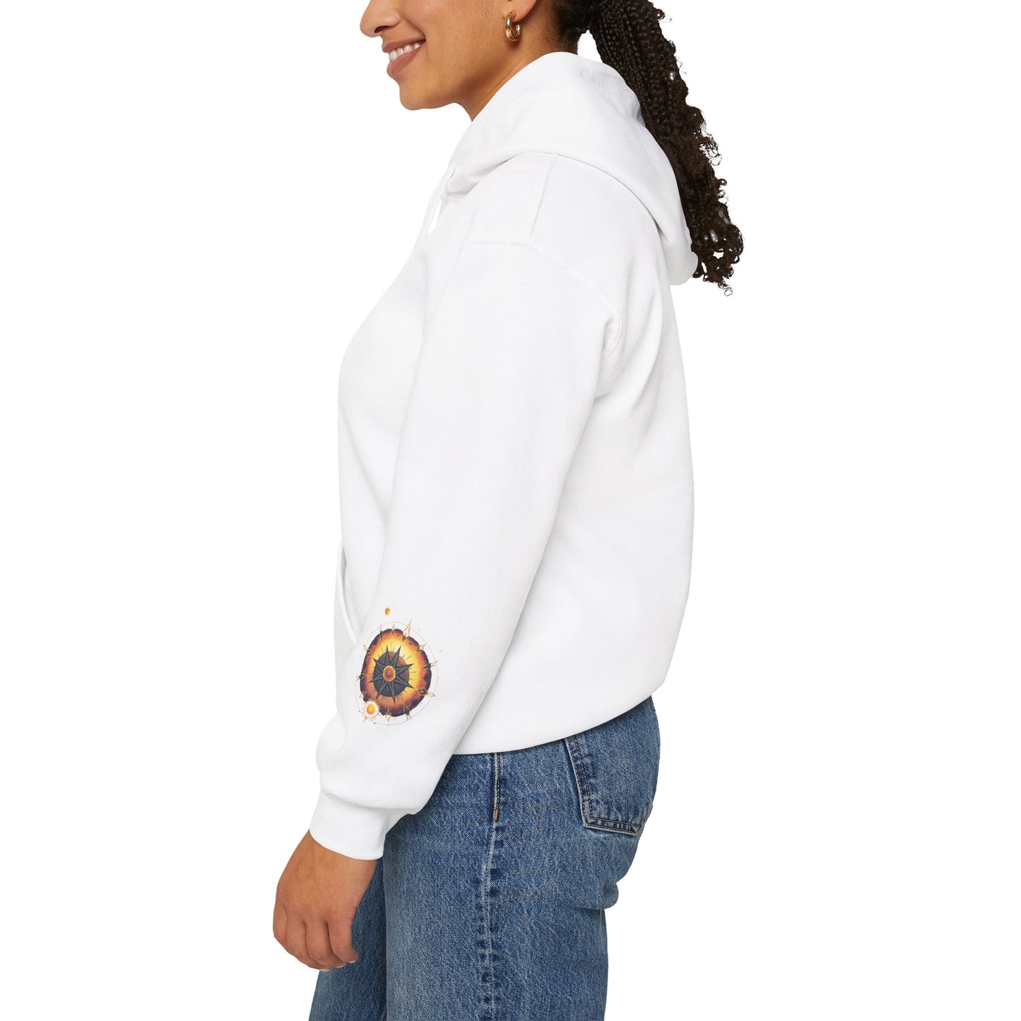 Mandala Sun Hoodie — Spiritual Boho Graphic Sweatshirt